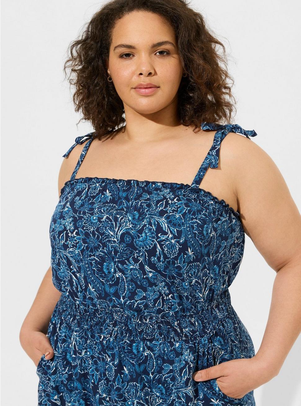 Stretch Challis Tie Strap Romper Product Image