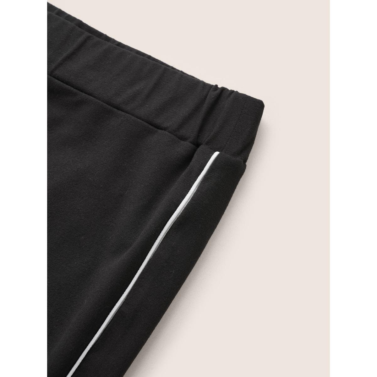 Plus Size Contrast Seam Detail High Rise Leggings Women Black Casual High stretch Skinny High Rise Everyday Leggings BloomChic 22-24/3X Product Image