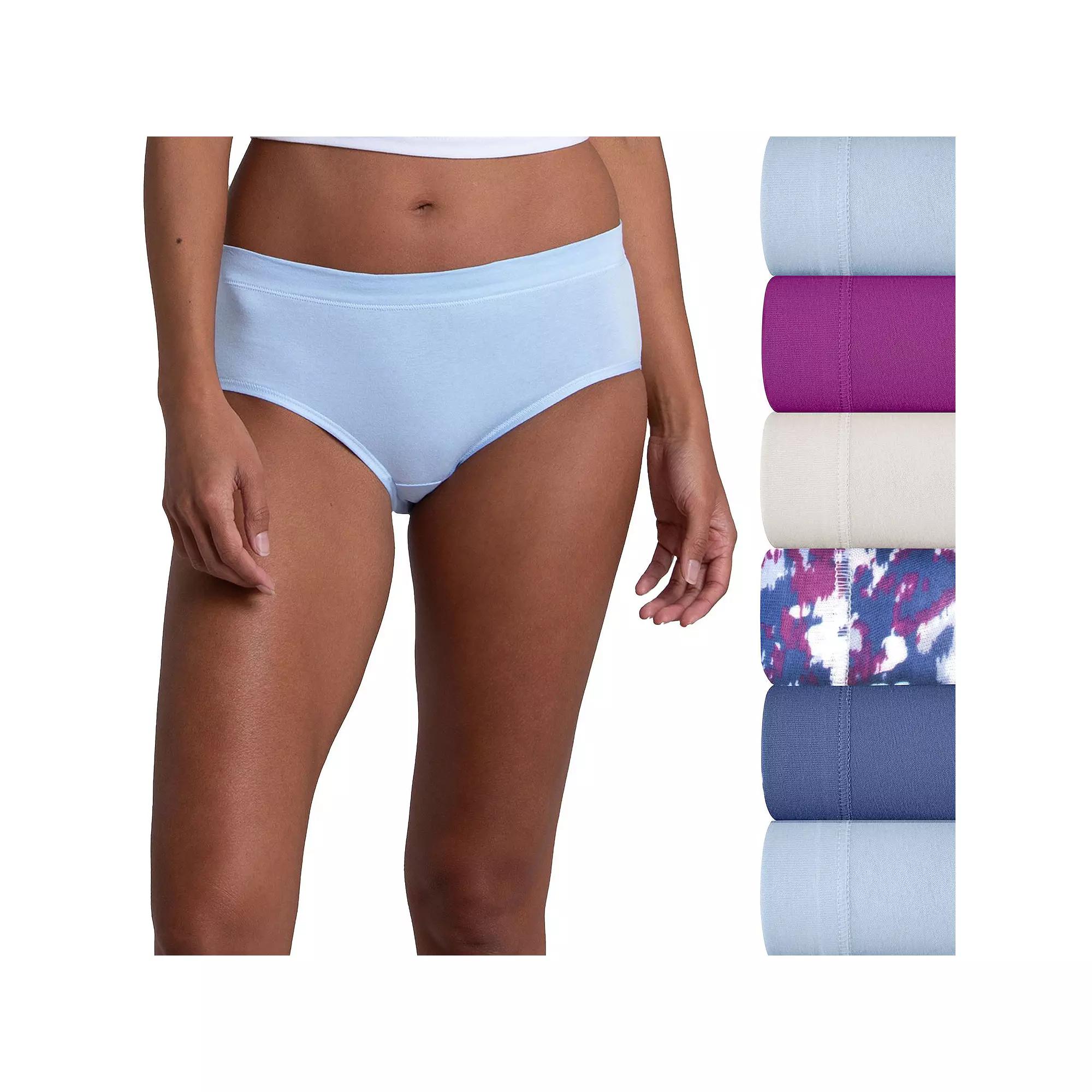 Womens Fruit of the Loom Signature 6-Pack Stretch Low-Rise Brief Panty Set 6DCSSLB Sweet Ivory Product Image