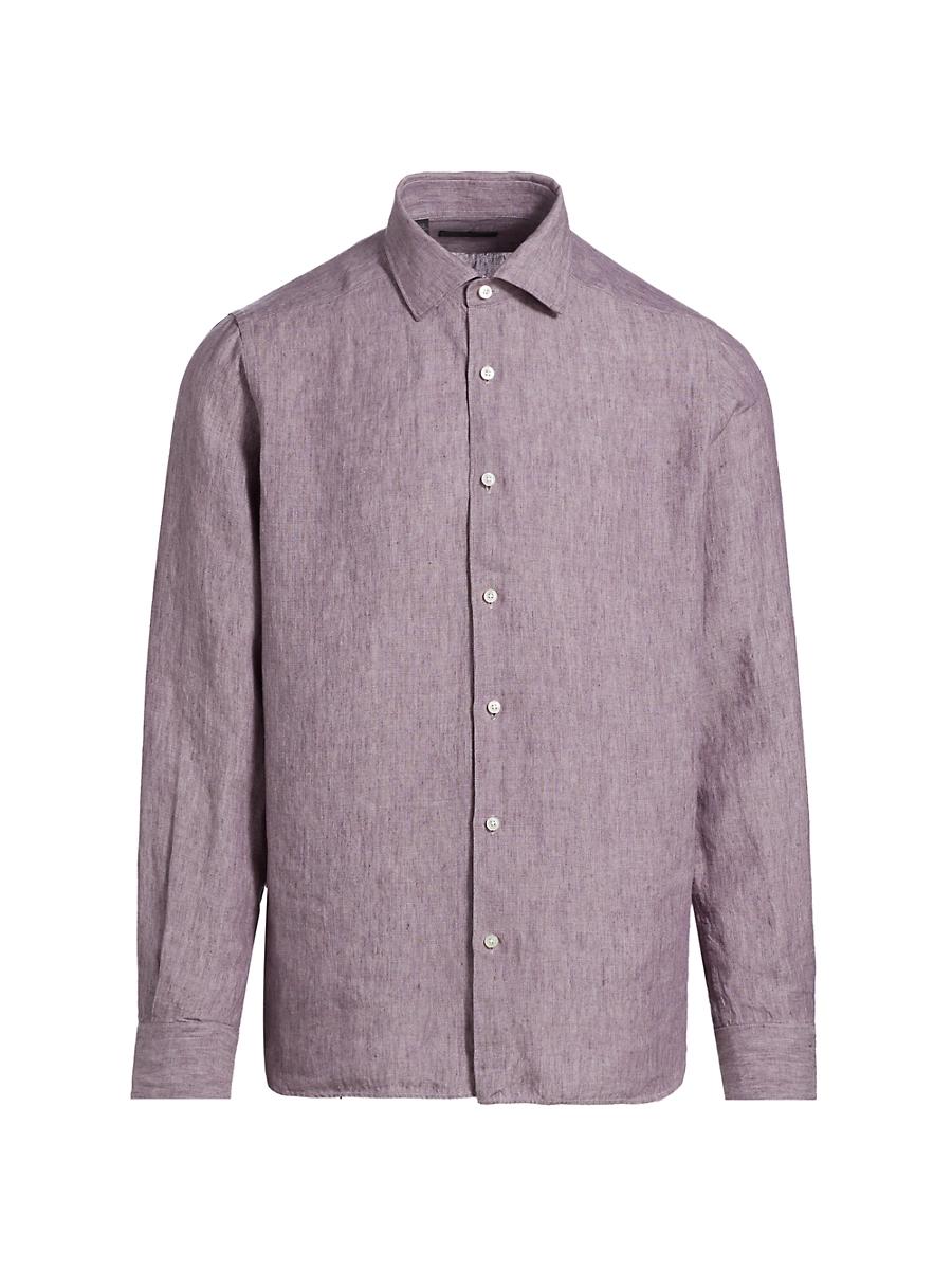 Mens COLLECTION Linen Button-Front Shirt Product Image