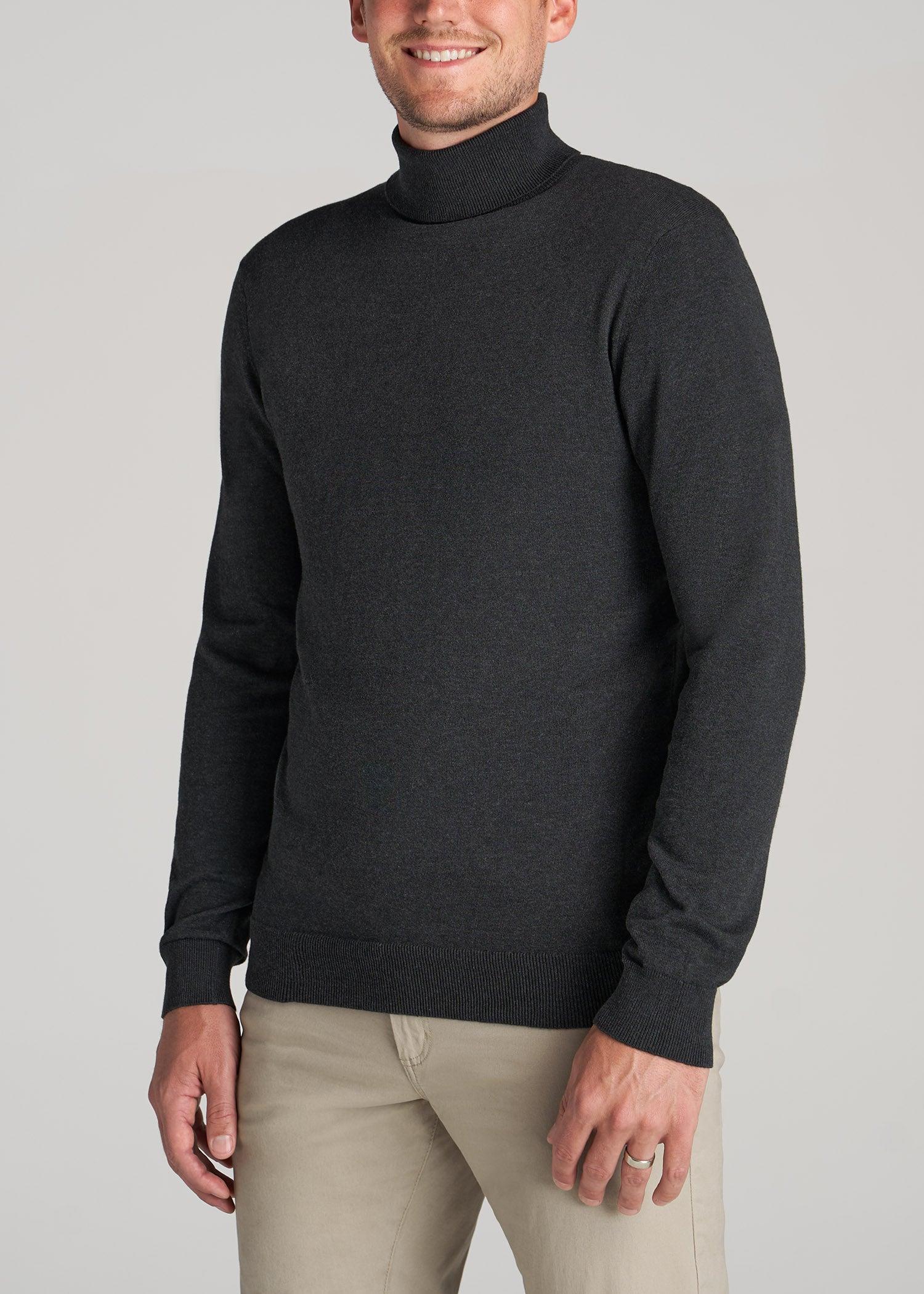 Turtleneck Sweater for Tall Men in Charcoal Mix Male Product Image