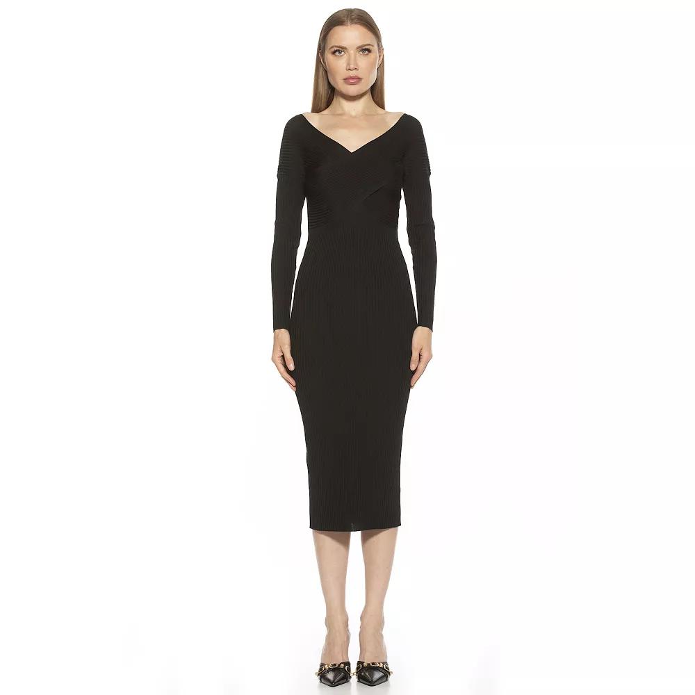 Women's ALEXIA ADMOR Christy Crossover Long Sleeve Ribbed Knit Dress,  Product Image
