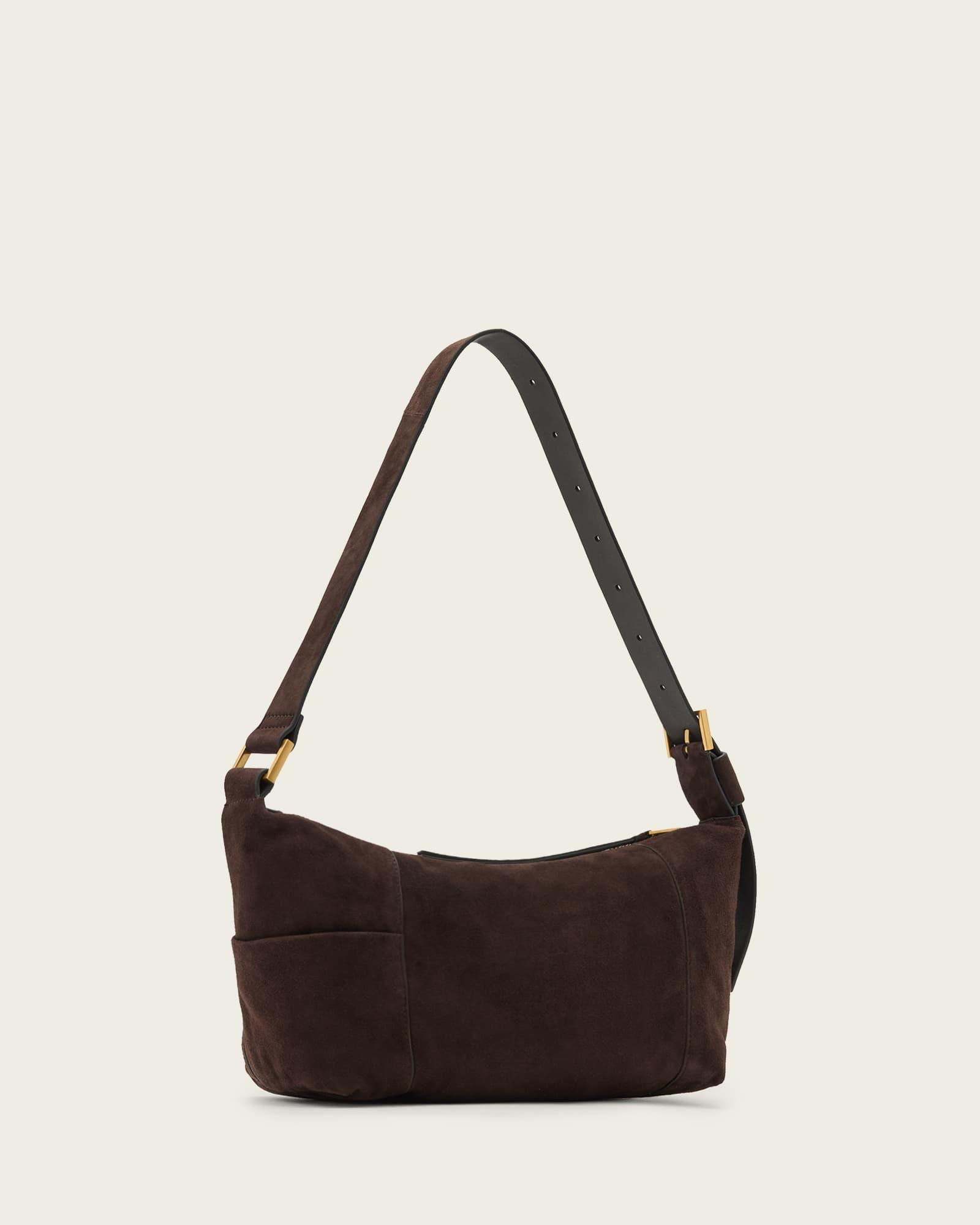 Vega Suede Shoulder Bag Bitter Brown | ALLSAINTS US Product Image
