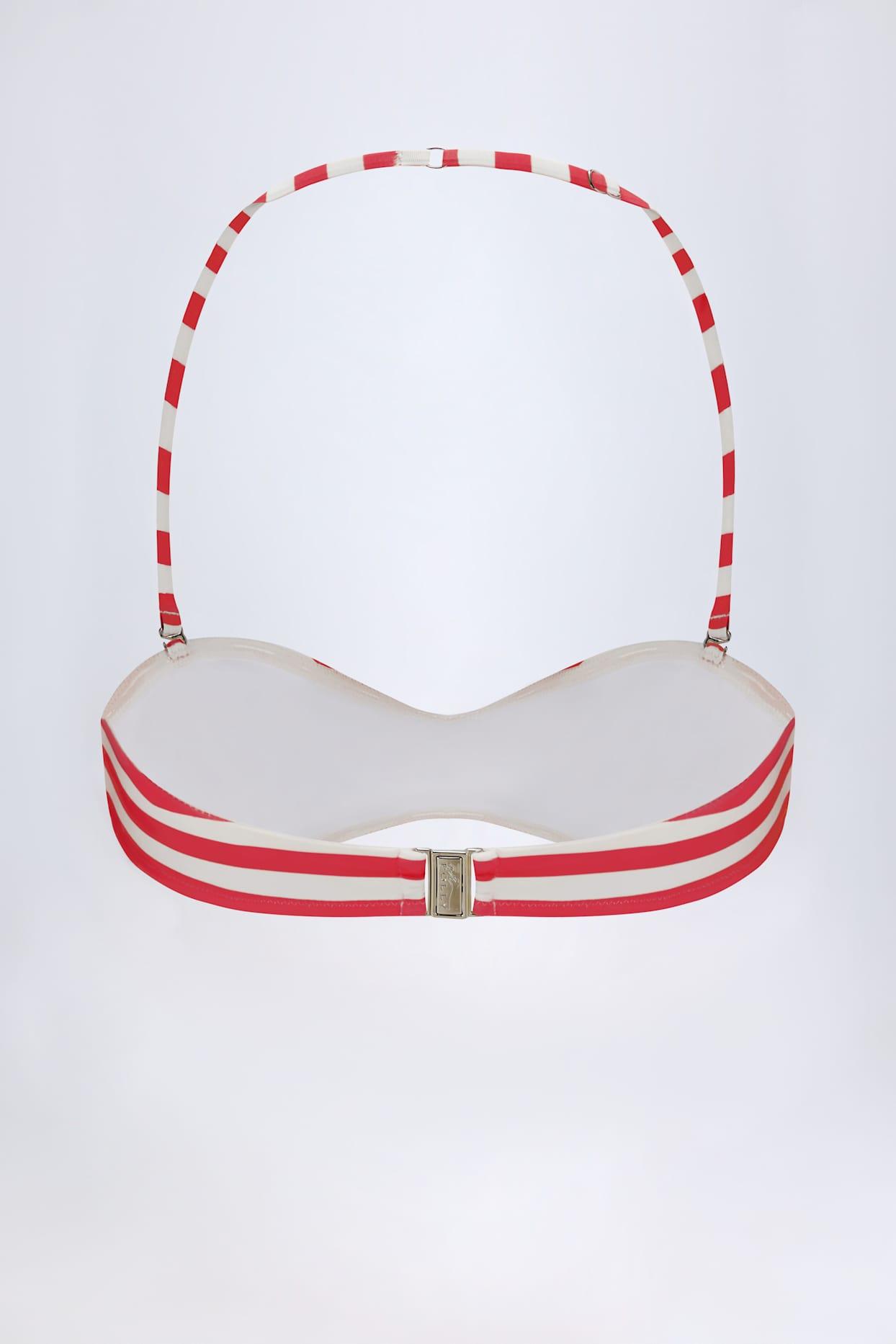 Multiway Bikini Top in Cherry Red Stripe Product Image