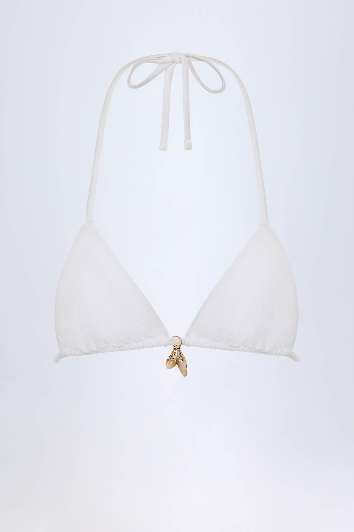Charm-Detail Triangle Bikini Top in White Product Image