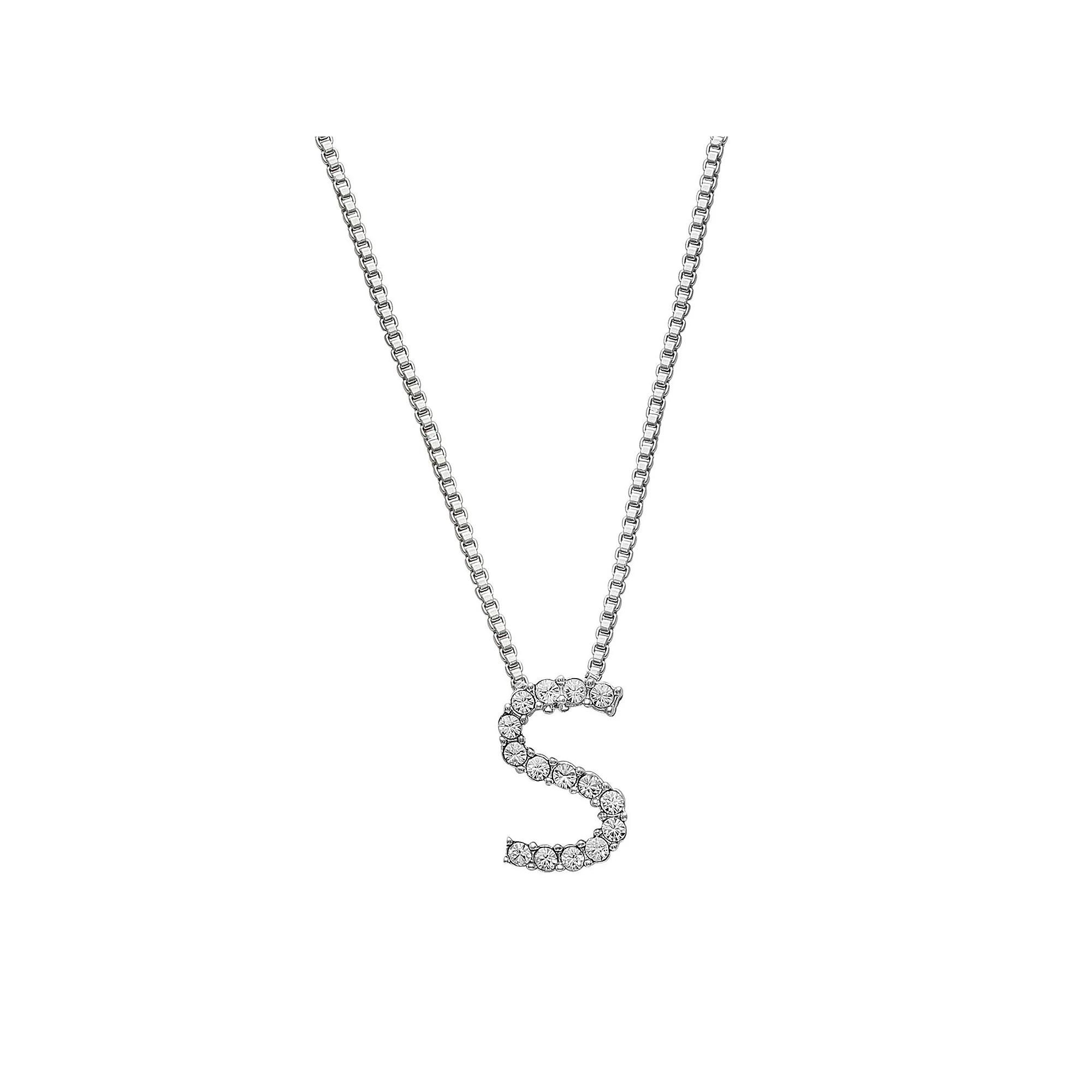 Brilliance Silver Plated Crystal Initial Pendant, Womens Silver Tone T Product Image