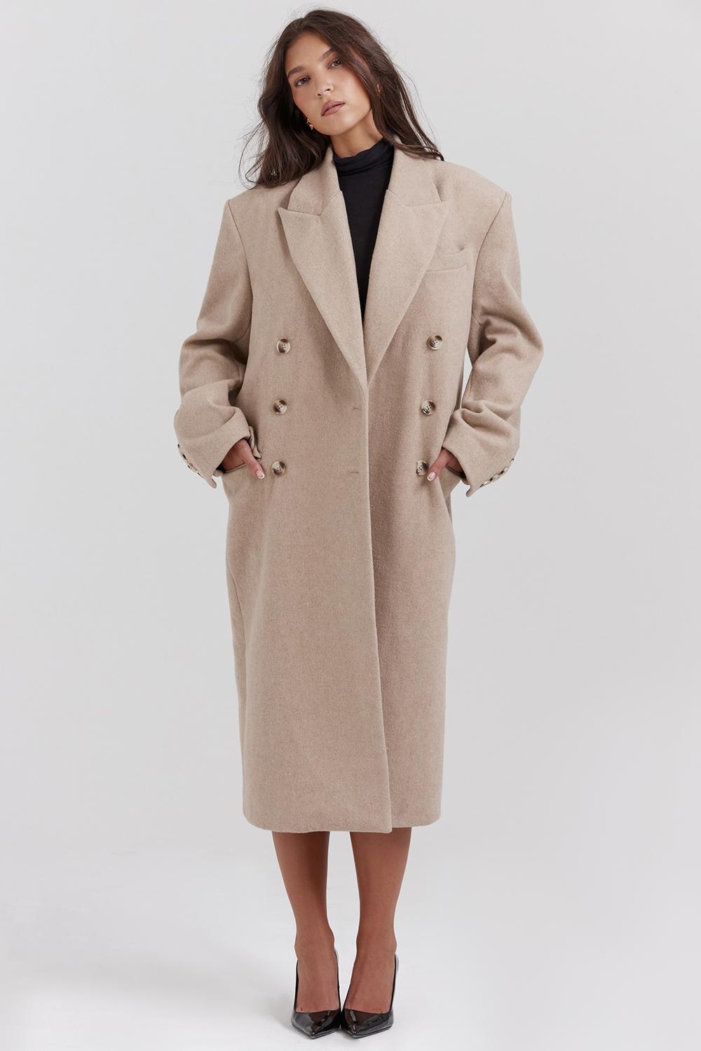 Carter  oatmeal double breasted coat Product Image