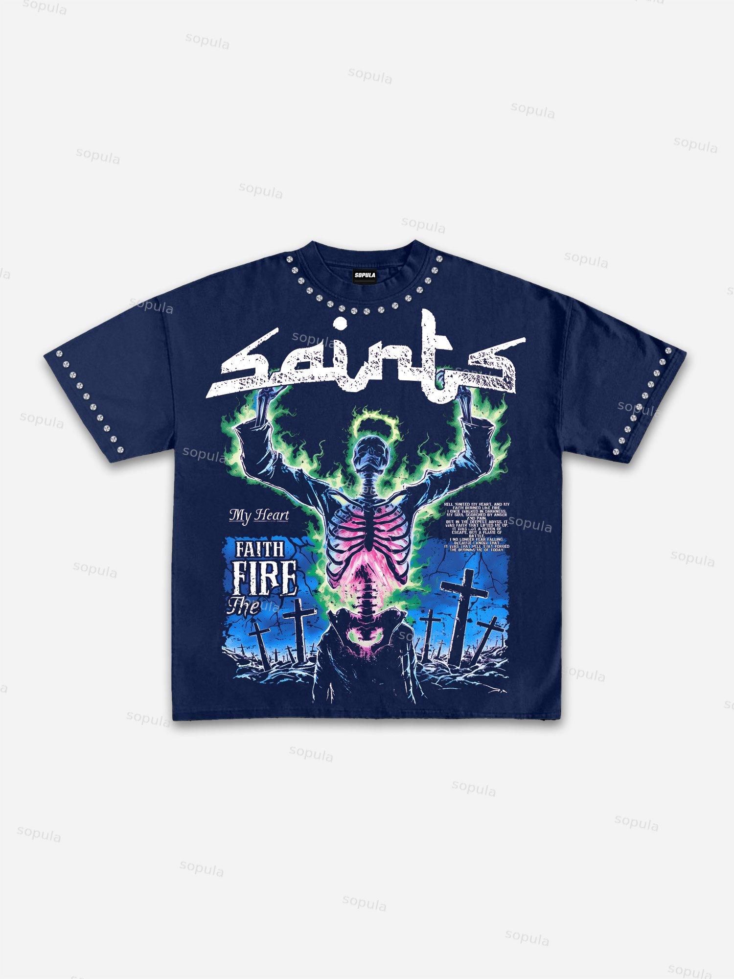 The Fire Of Faith Vintage Graphic Cotton T-shirt Product Image