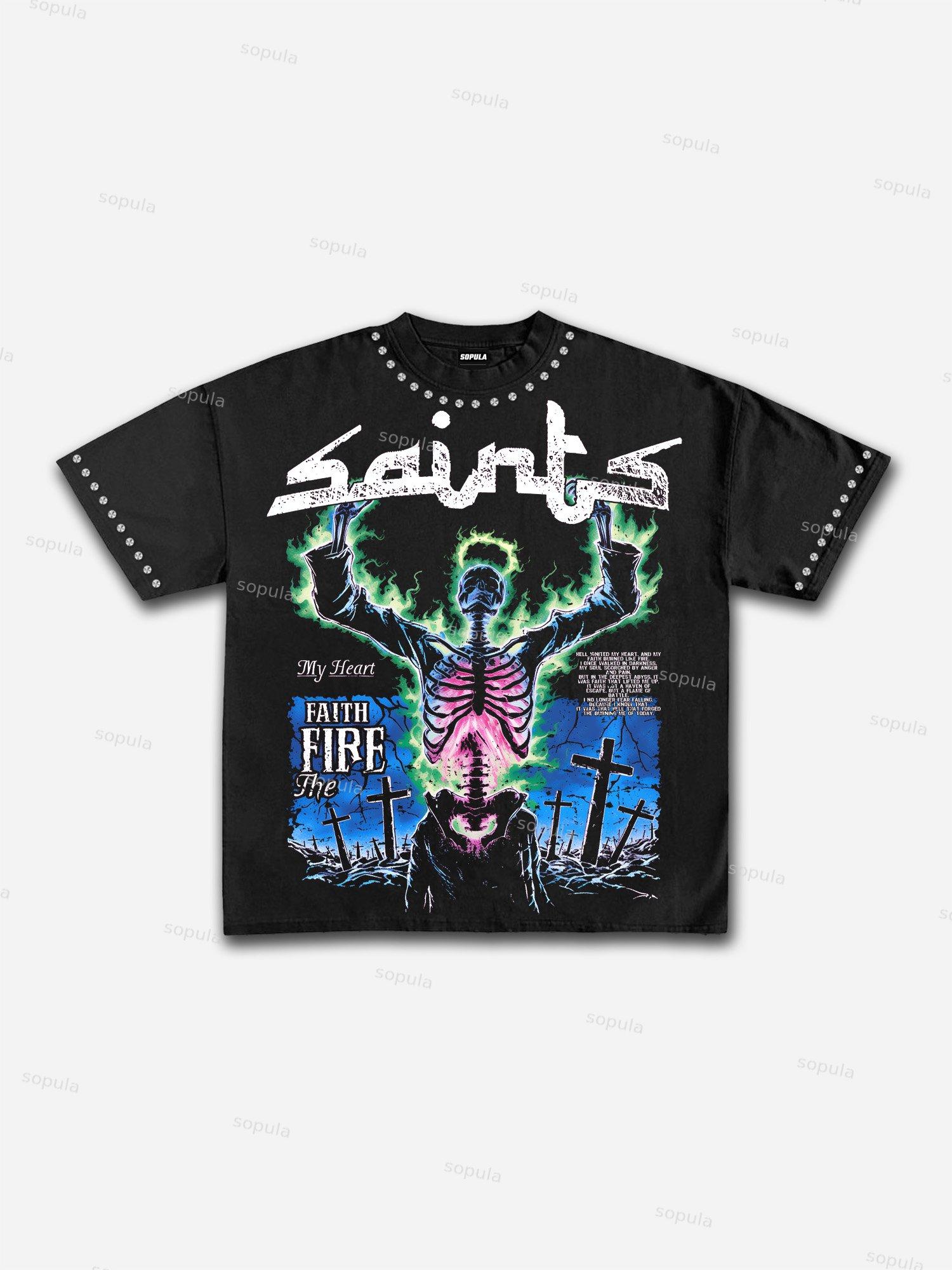 The Fire Of Faith Vintage Graphic Cotton T-shirt Product Image