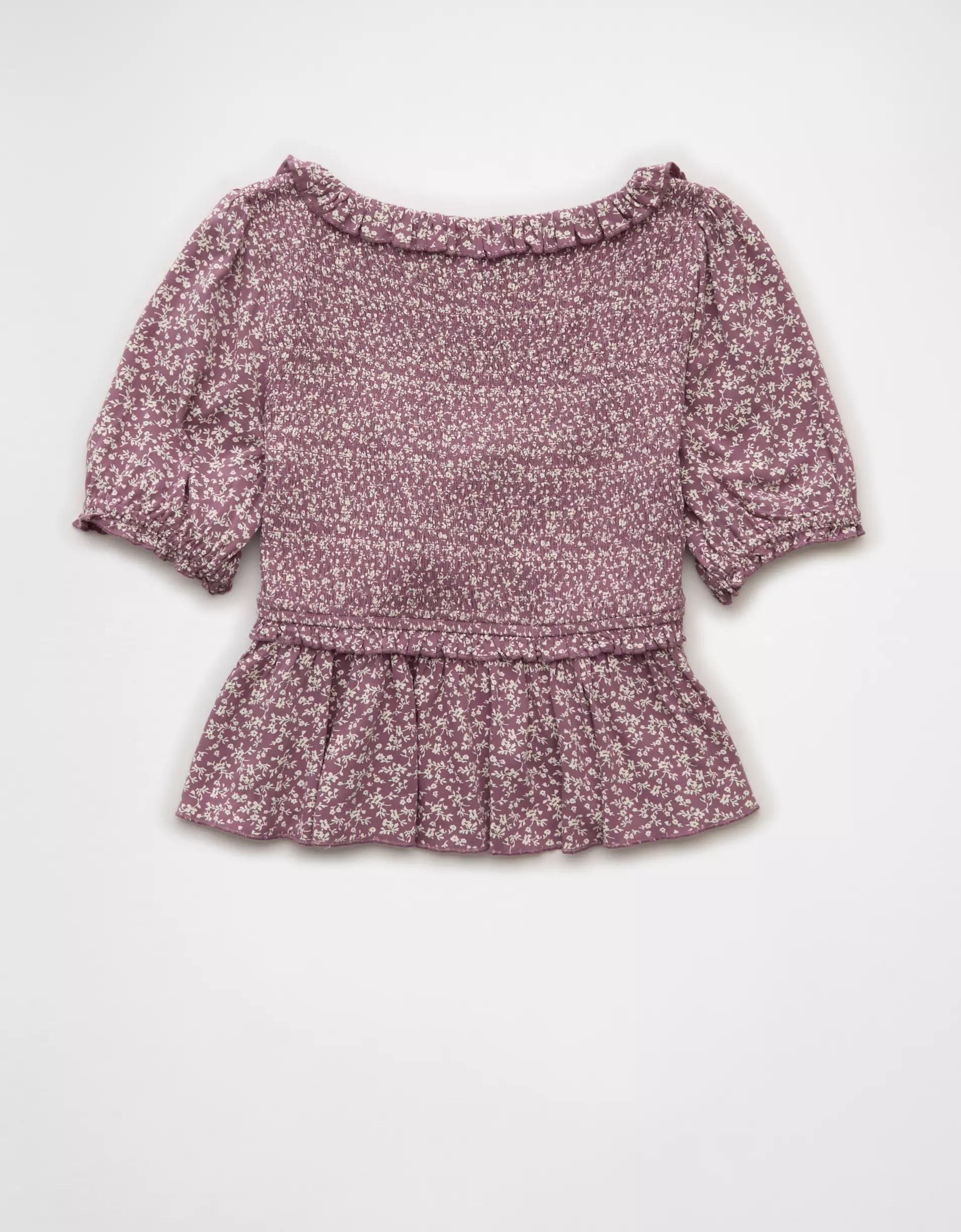AE Smocked Babydoll Blouse Product Image