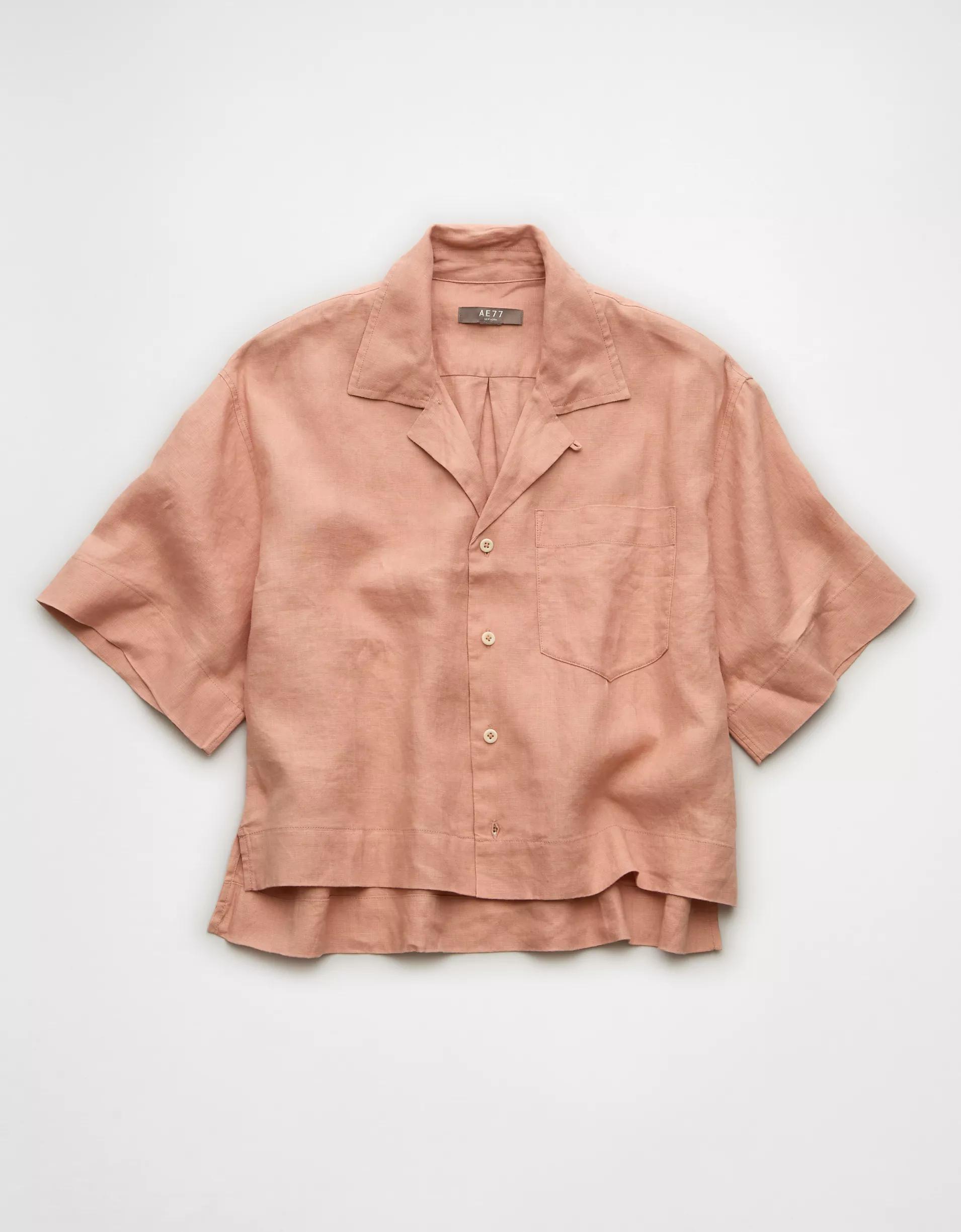 AE77 Premium Linen Camp Shirt Product Image