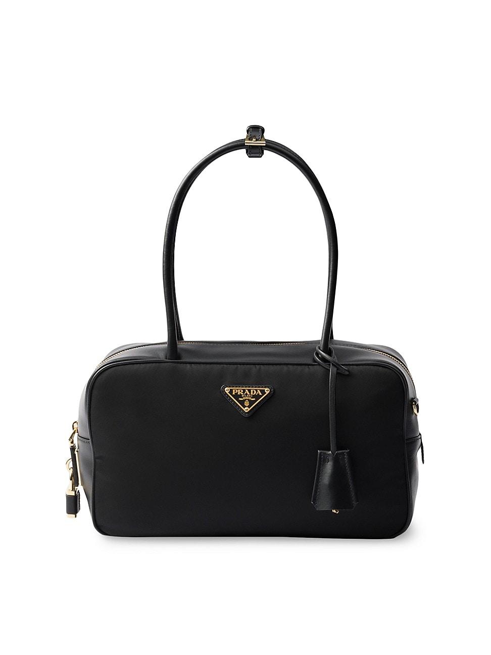 Womens Re-Nylon and Leather Medium Top Handle Bag Product Image