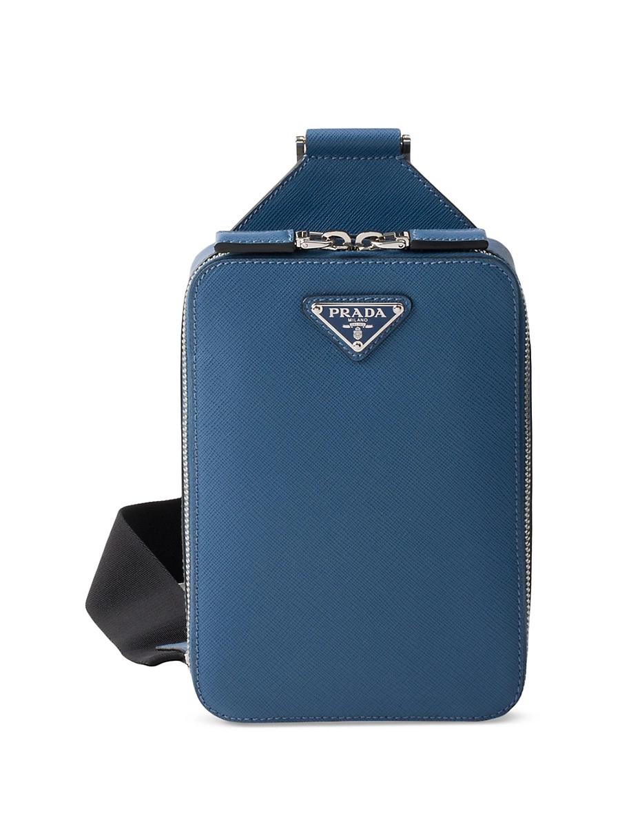 Mens Saffiano Leather Sling Backpack Product Image