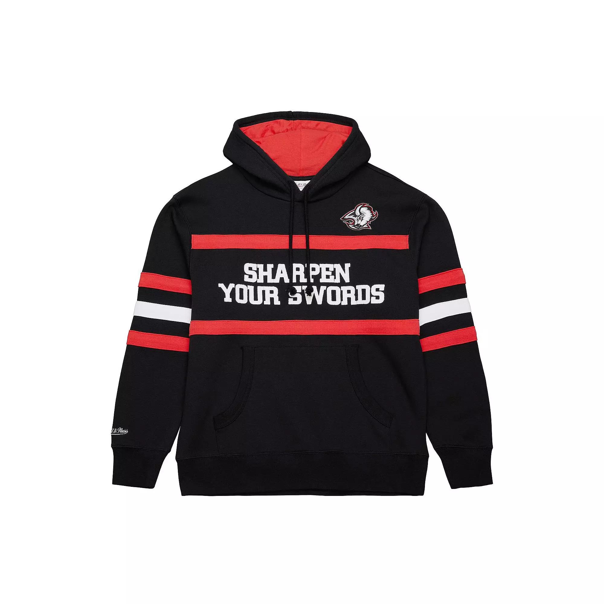 Men's Mitchell & Ness Black Buffalo Sabres Head Coach Slogan Pullover Hoodie, Size: Large Product Image