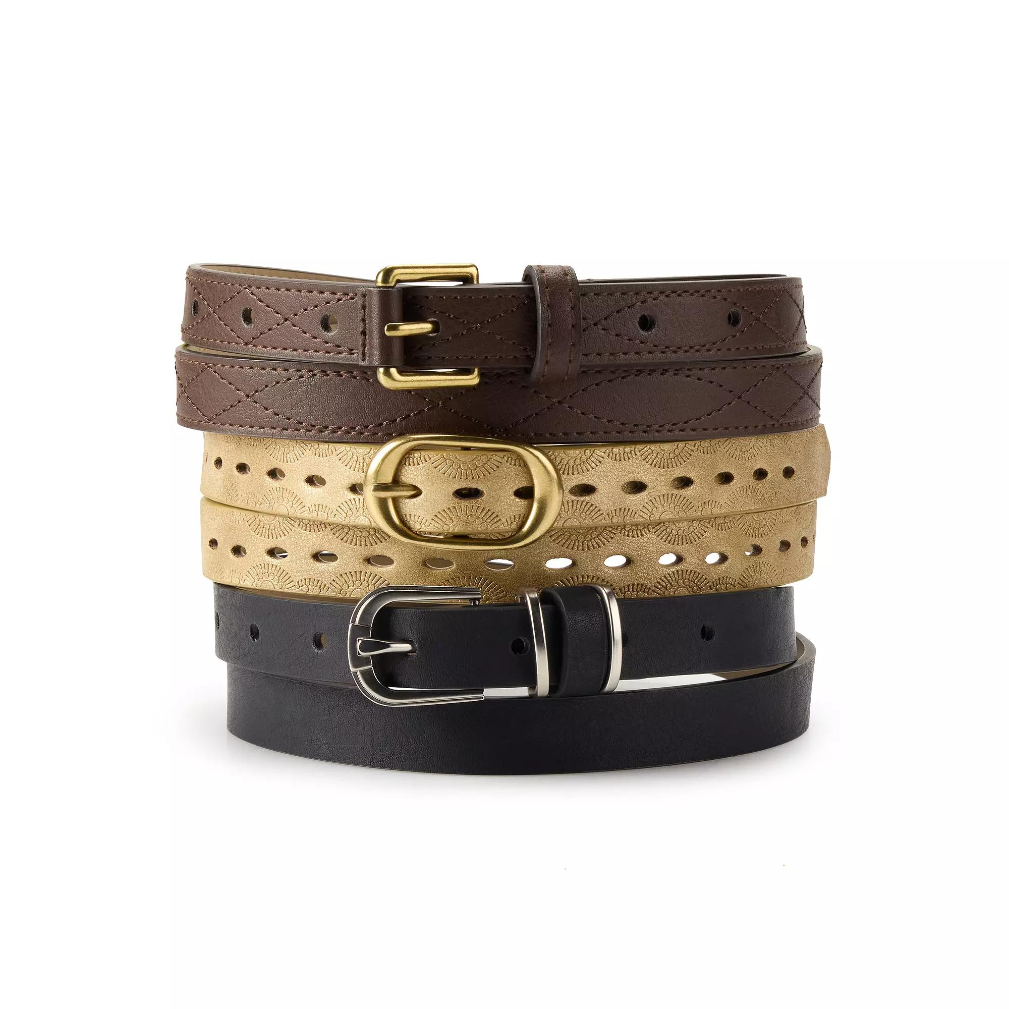 Women's Sonoma Goods For Life® Metallic 3-Belt Set, Size: Small, Multi Product Image