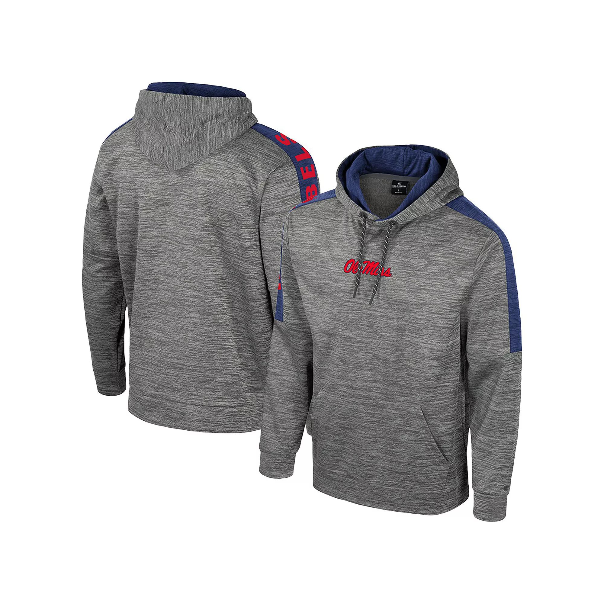 Men's Colosseum Heather Gray Ole Miss Rebels Dozer Pullover Hoodie, Size: XL, Grey Product Image