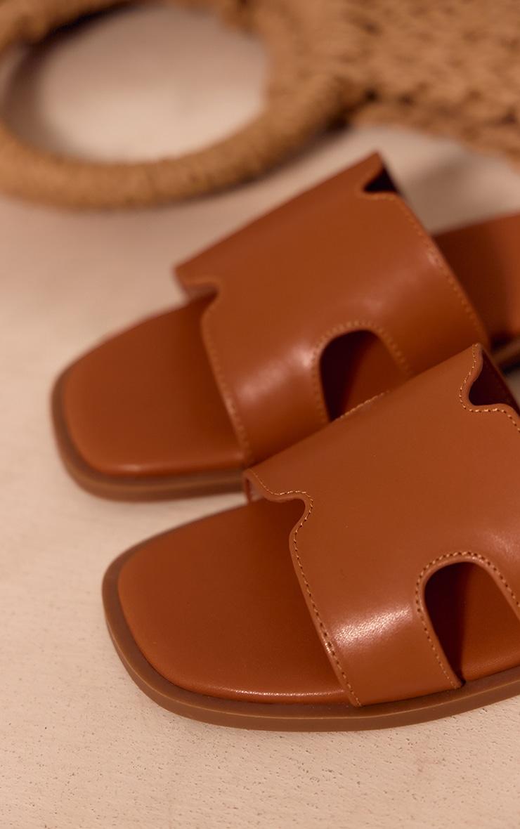 Tan Pu Square Toe Slider Sandals Product Image