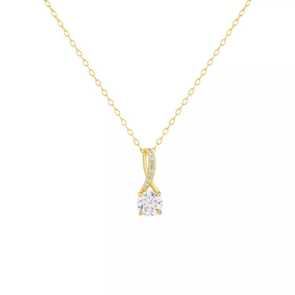 PRIMROSE Sterling Silver Pave Cubic Zirconia Twisted Bale Pendant Necklace, Women's, Size: 18", Yellow Gold Tone Product Image