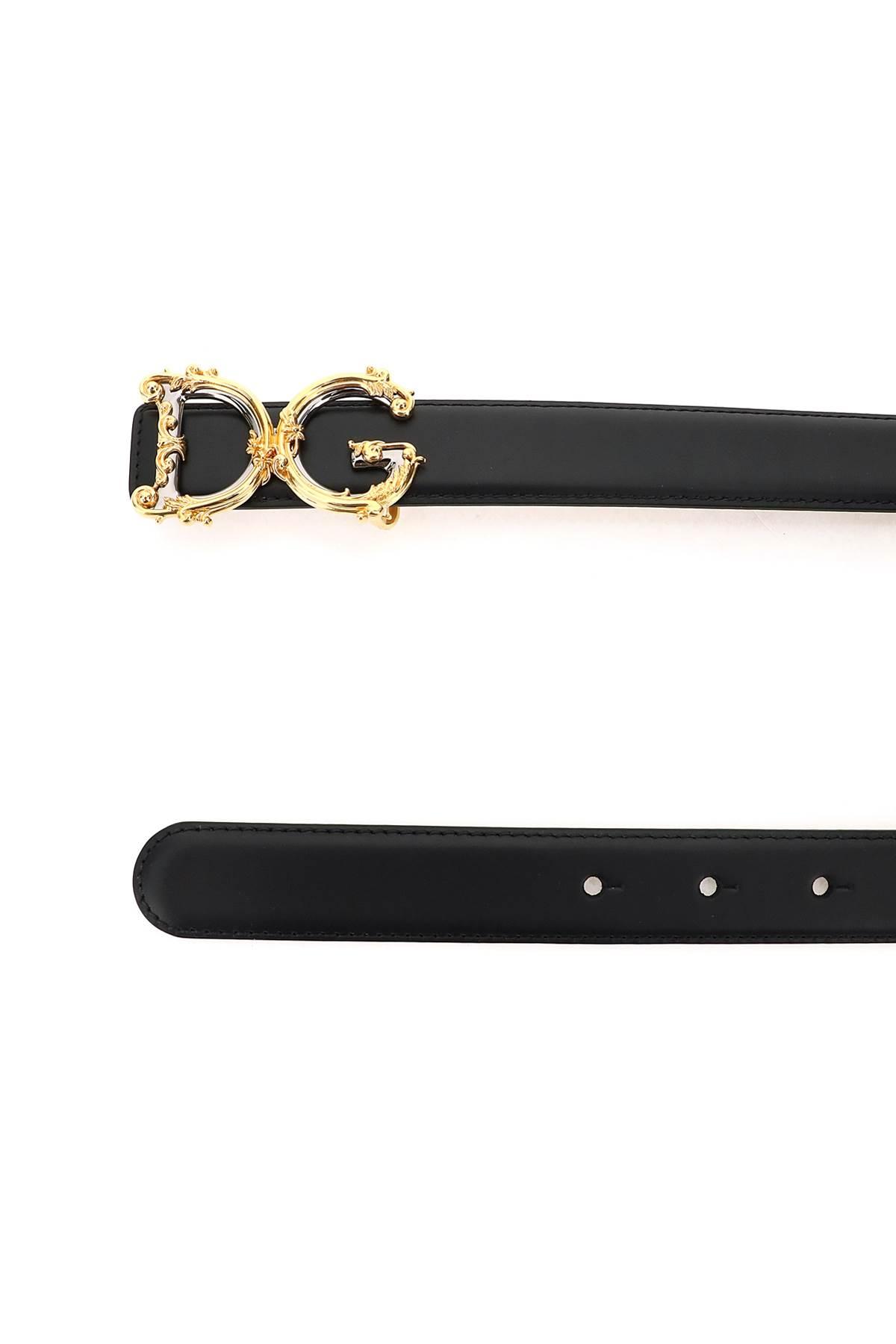 DOLCE & GABBANA Dg Logo Calf Leather Belt In Black Product Image