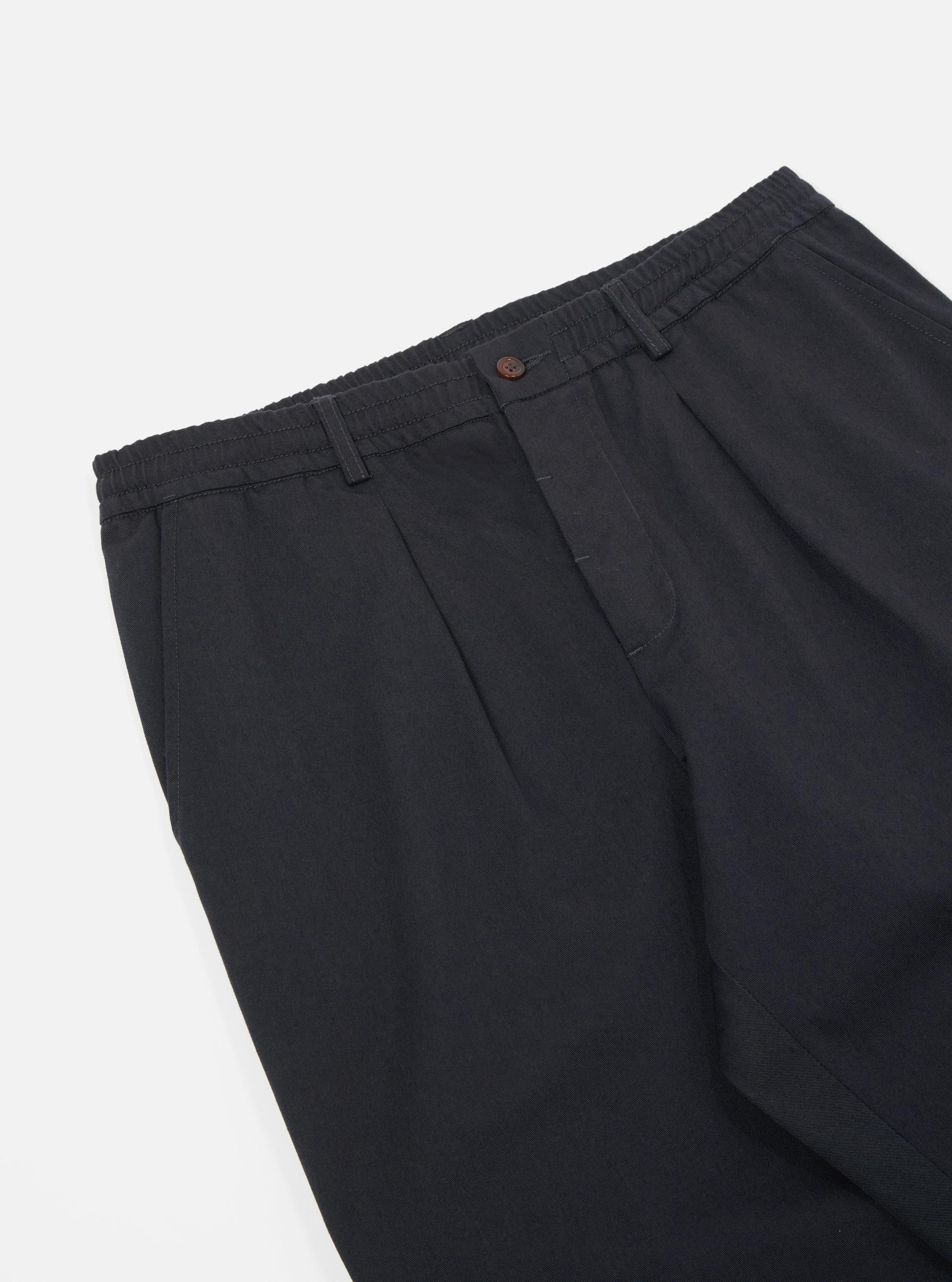 Navy Twill Pleated Track Pant Product Image