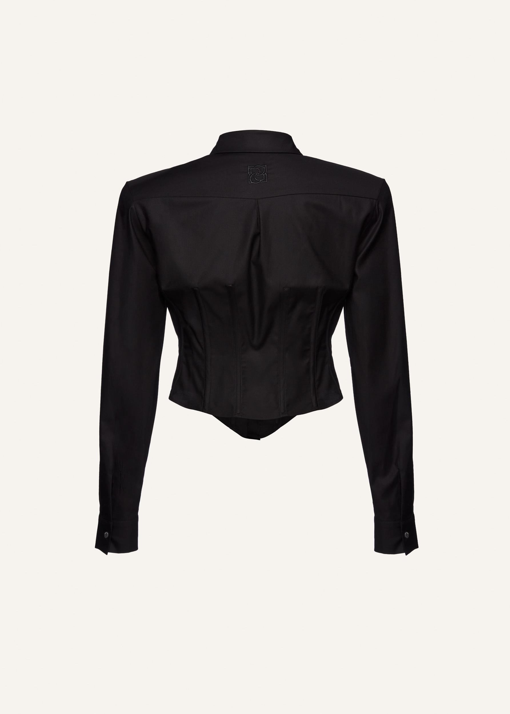 Cropped corset button-up shirt in black Product Image