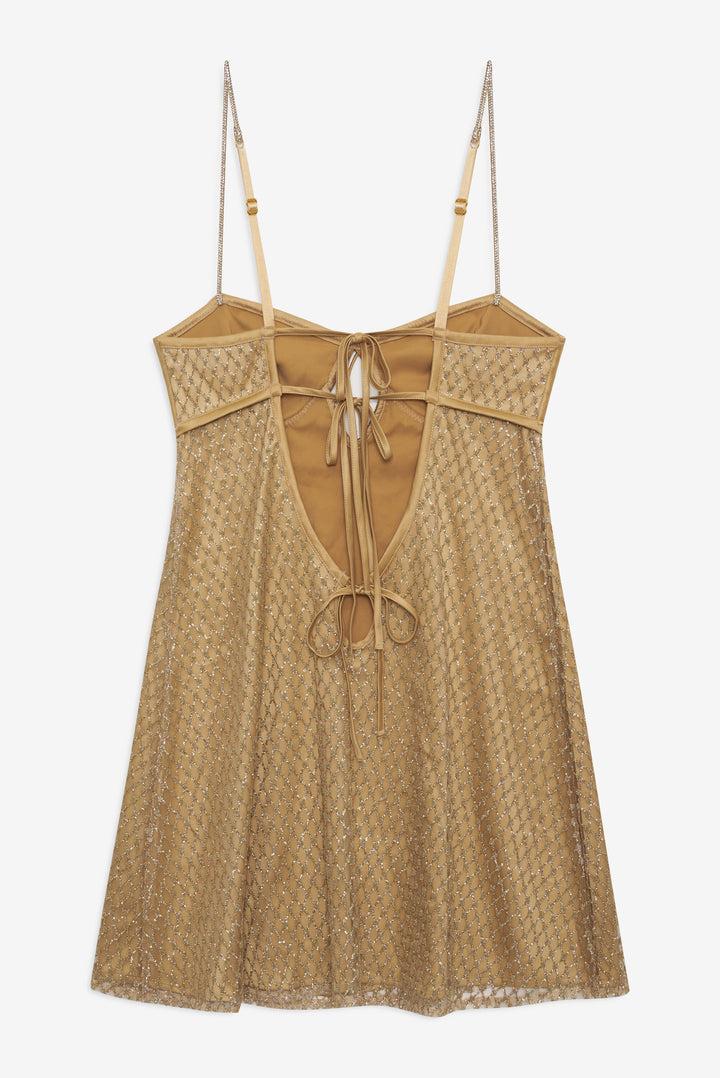 Glitter Slip Dress — Gold Product Image