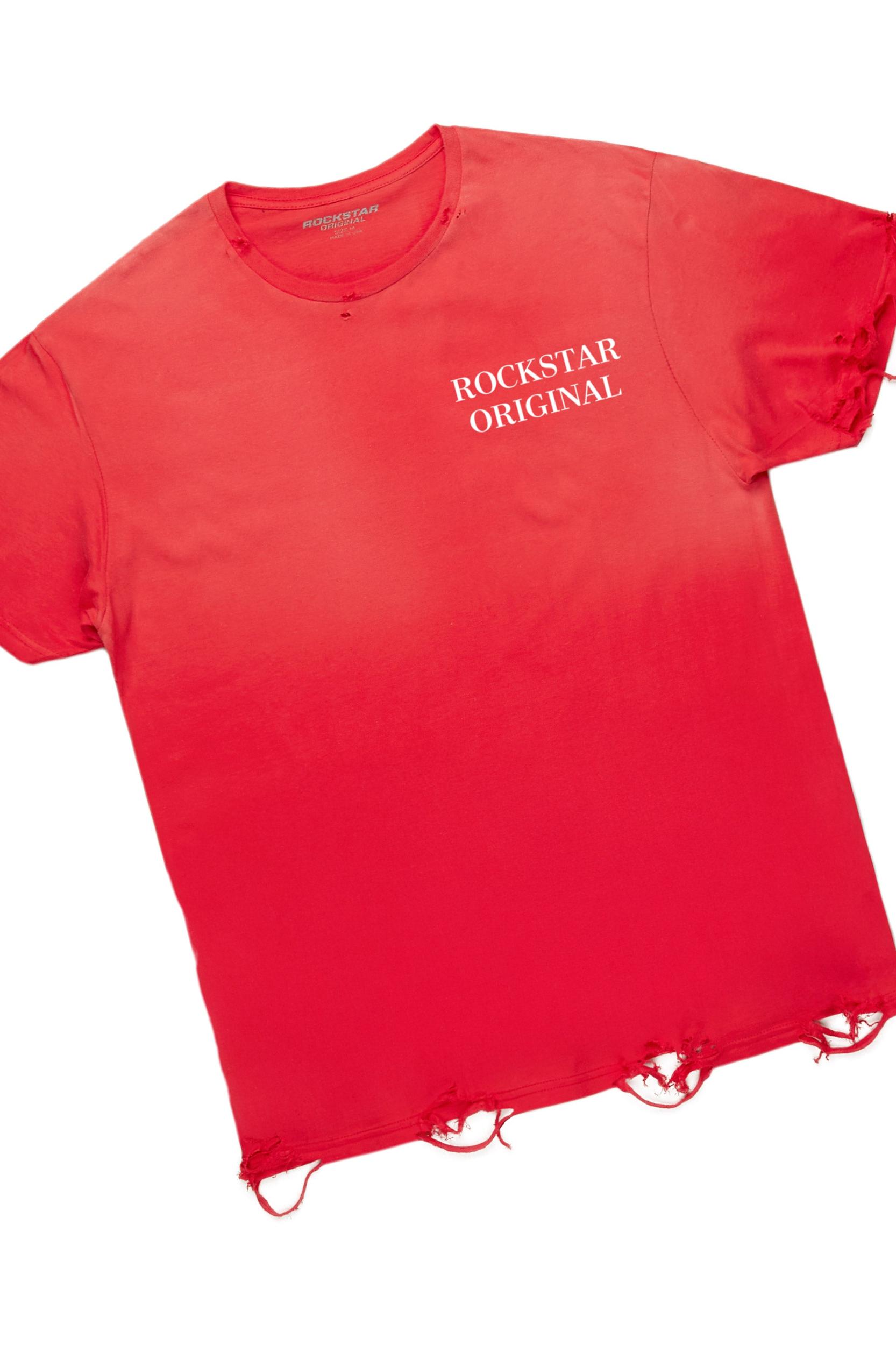 Drako Red/White Oversized Graphic T-Shirt/Dag Stacked Flare Jean Set Male Product Image