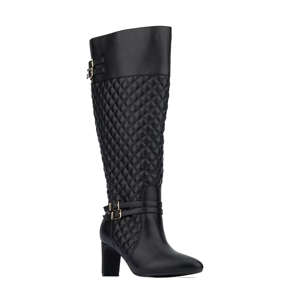 Fashion To Figure Halen Women's Knee High Boot - Wide Width, Size: 10 Wide, Black Product Image