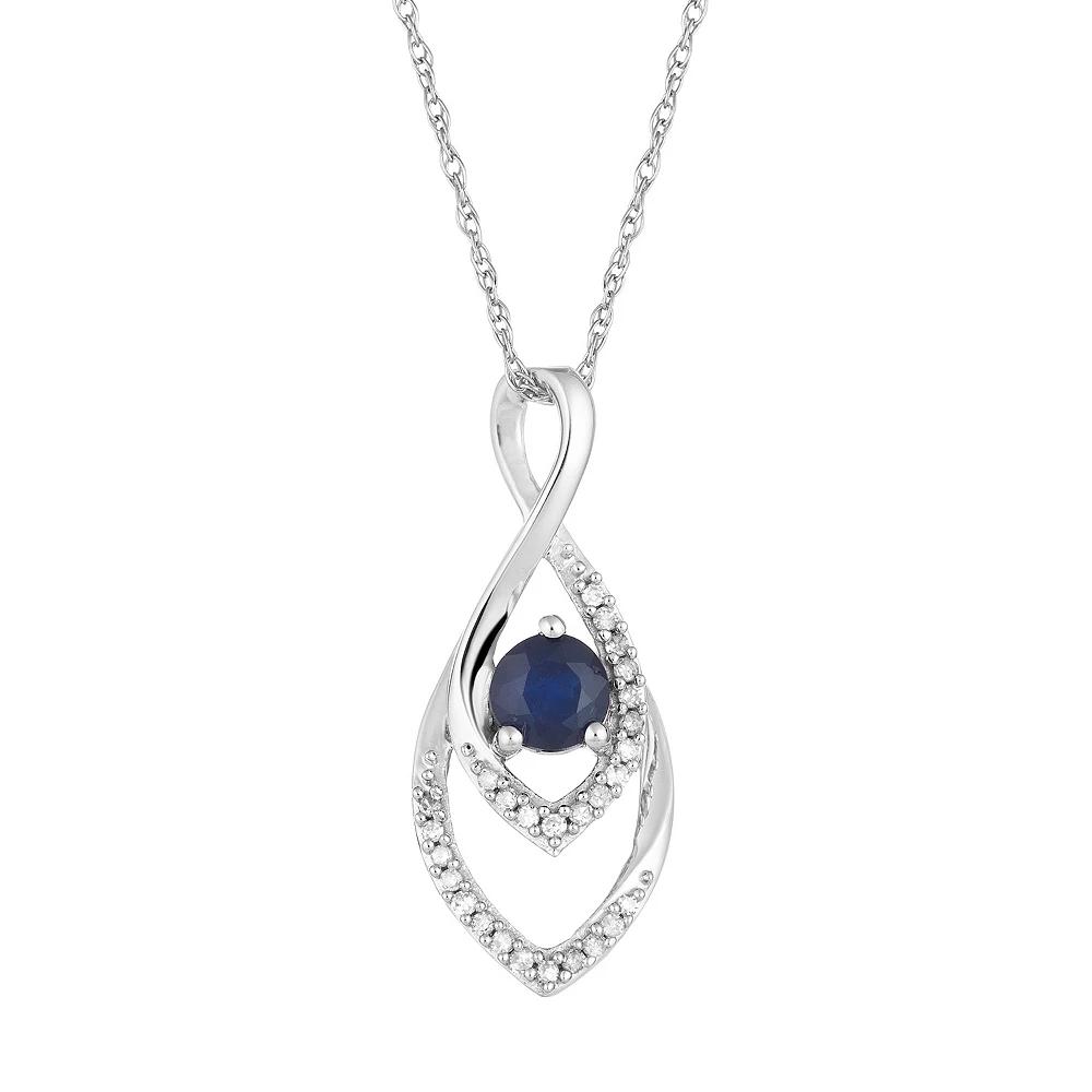 10k White Gold Sapphire  & Diamond Accent Infinity Wrap Pendant, Women's, Size: 18", 10k Whgold Product Image