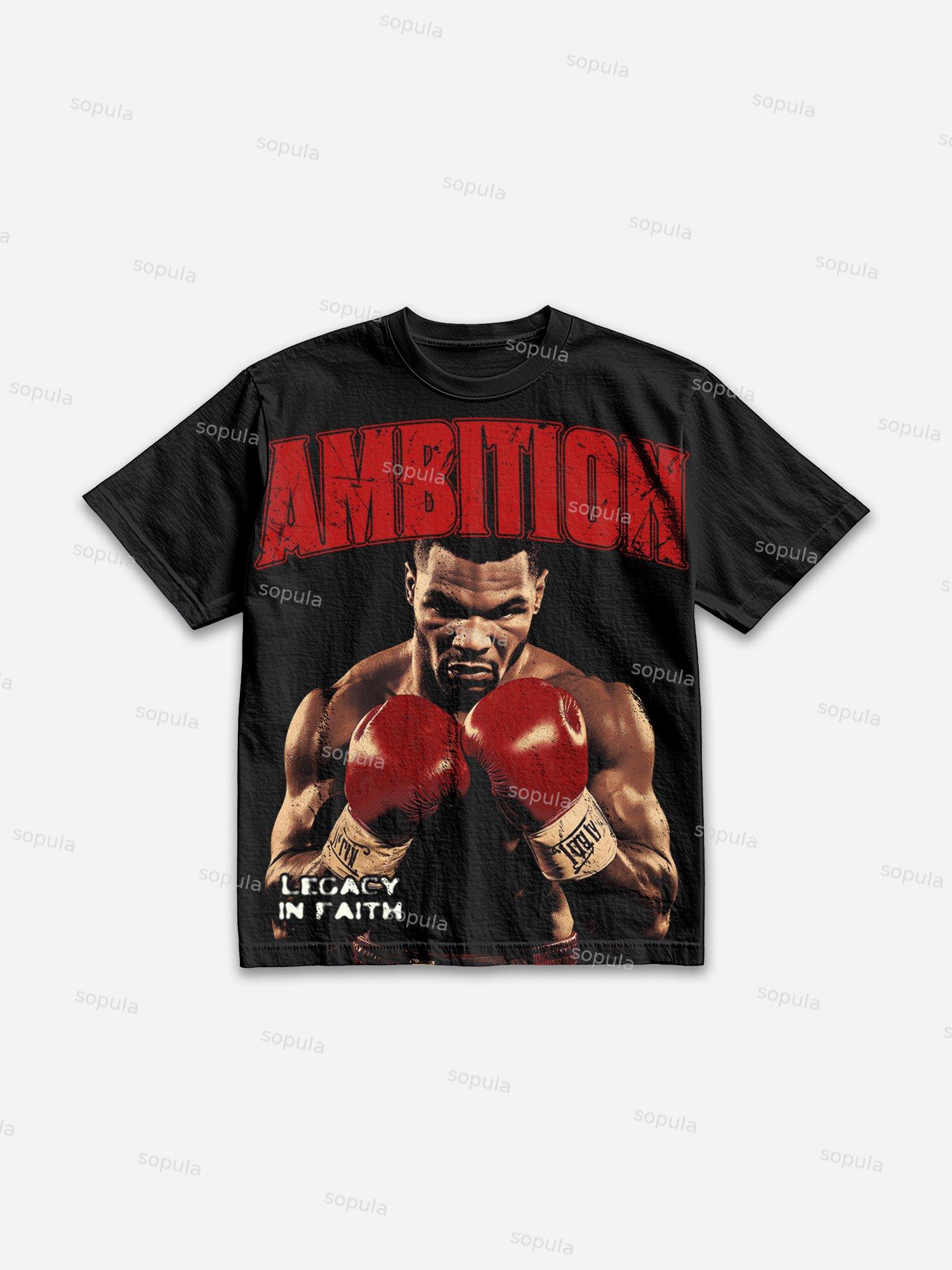 Ambition Legendary Boxer Portrait Dot Graphic Cotton T-shirt Product Image