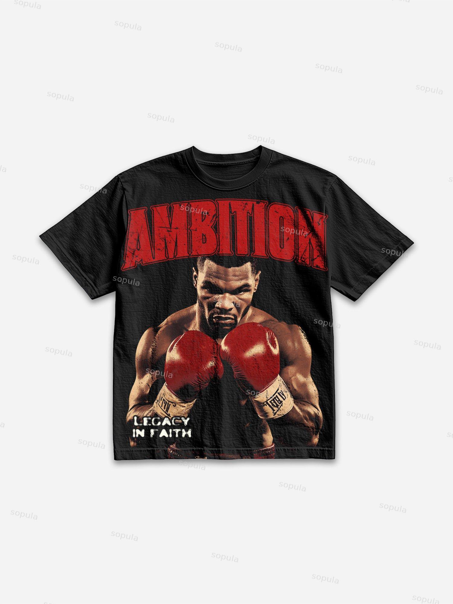 Ambition Legendary Boxer Portrait Dot Graphic Cotton T-shirt Product Image