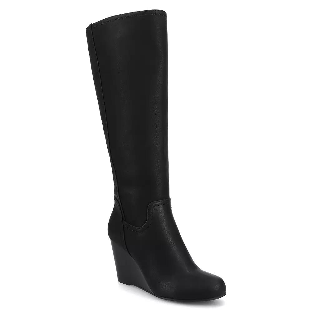 Journee Langly Women's Wedge Knee High Boots, Girl's,  Product Image