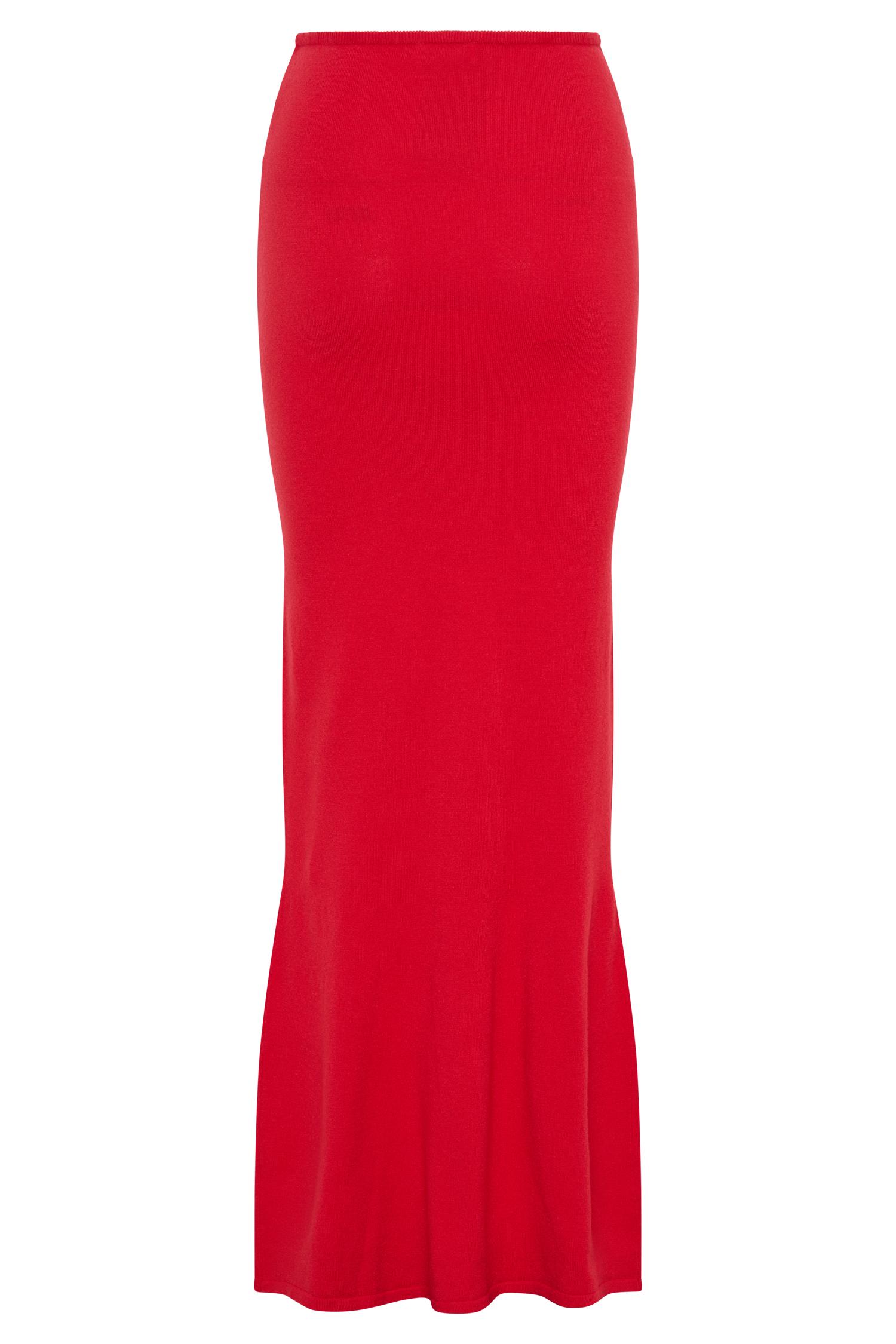 Polly Knit Maxi Skirt - Red Product Image