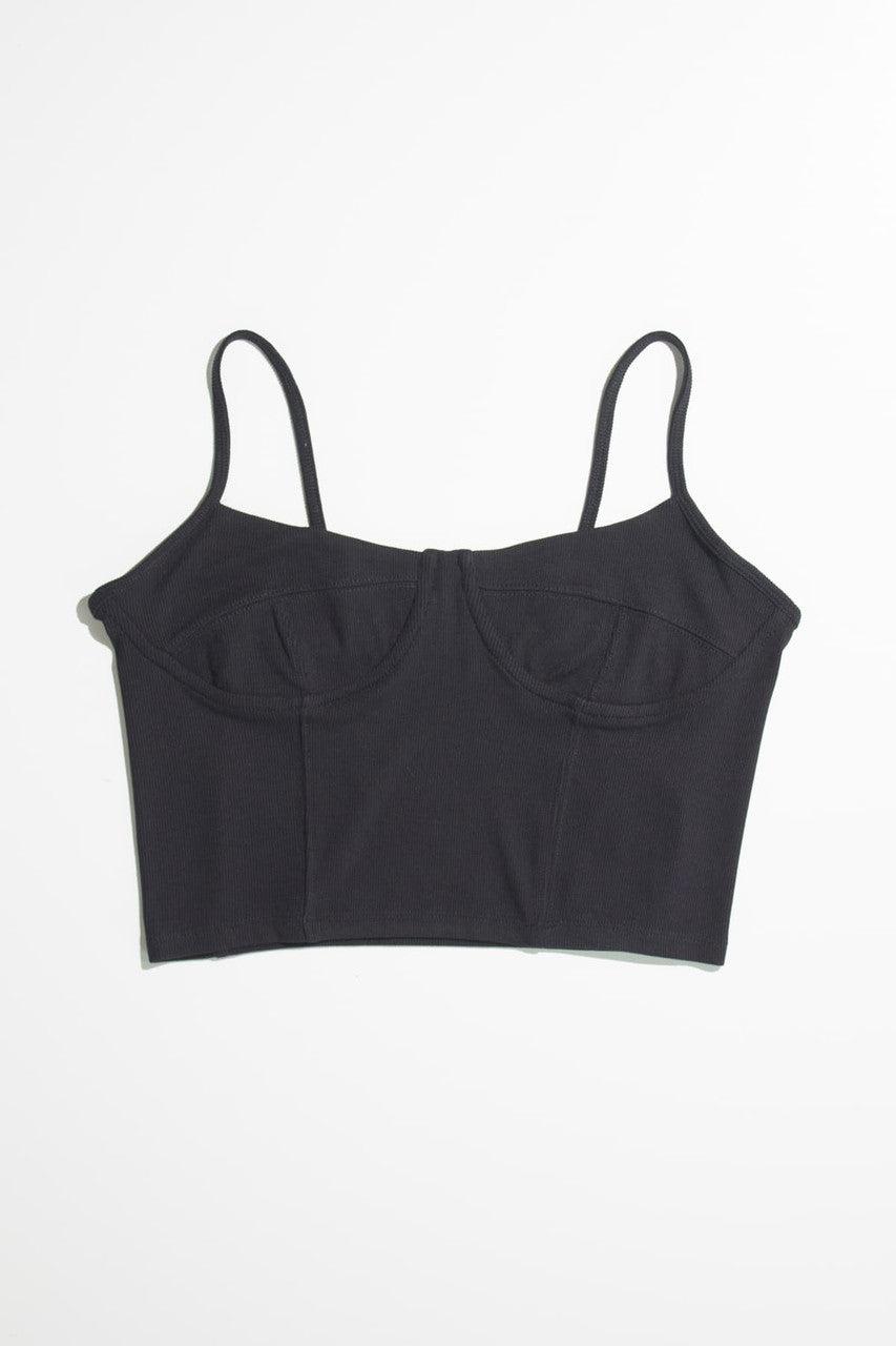Black Ribbed Bustier Cami Product Image