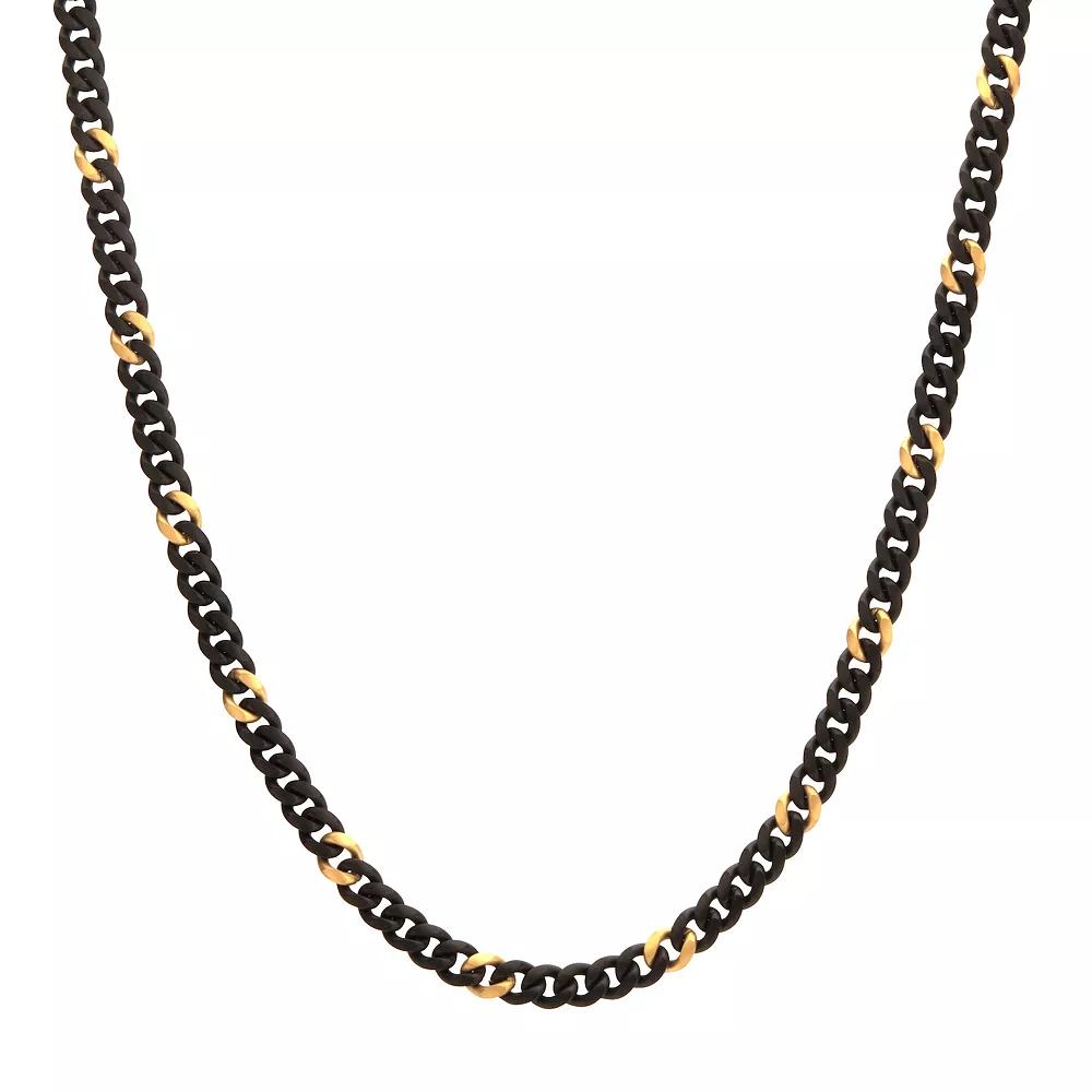 Men's Two-Tone Stainless Steel Cuban Chain Necklace, Size: 22", Gold Black Tone Product Image