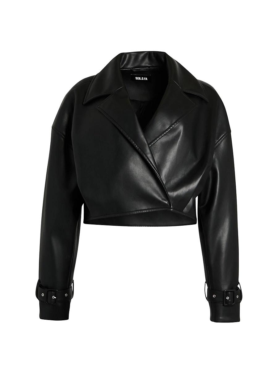 Womens Koda Leather Cropped Trench Jacket Product Image