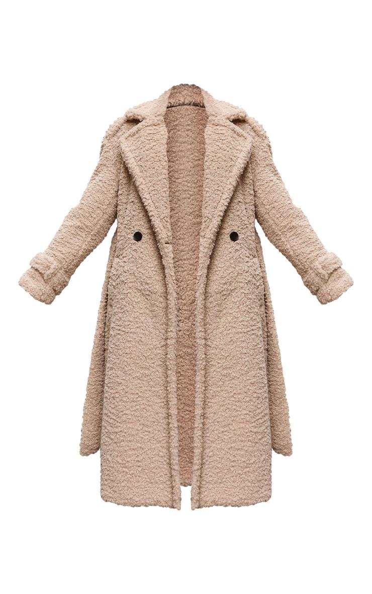 Beige Borg Belted Trench Coat Product Image