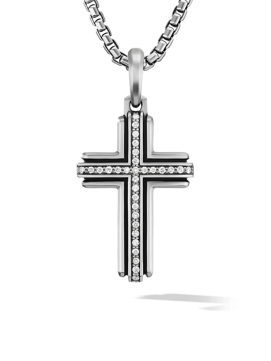 Mens Deco Cross Pendant in Sterling Silver Product Image