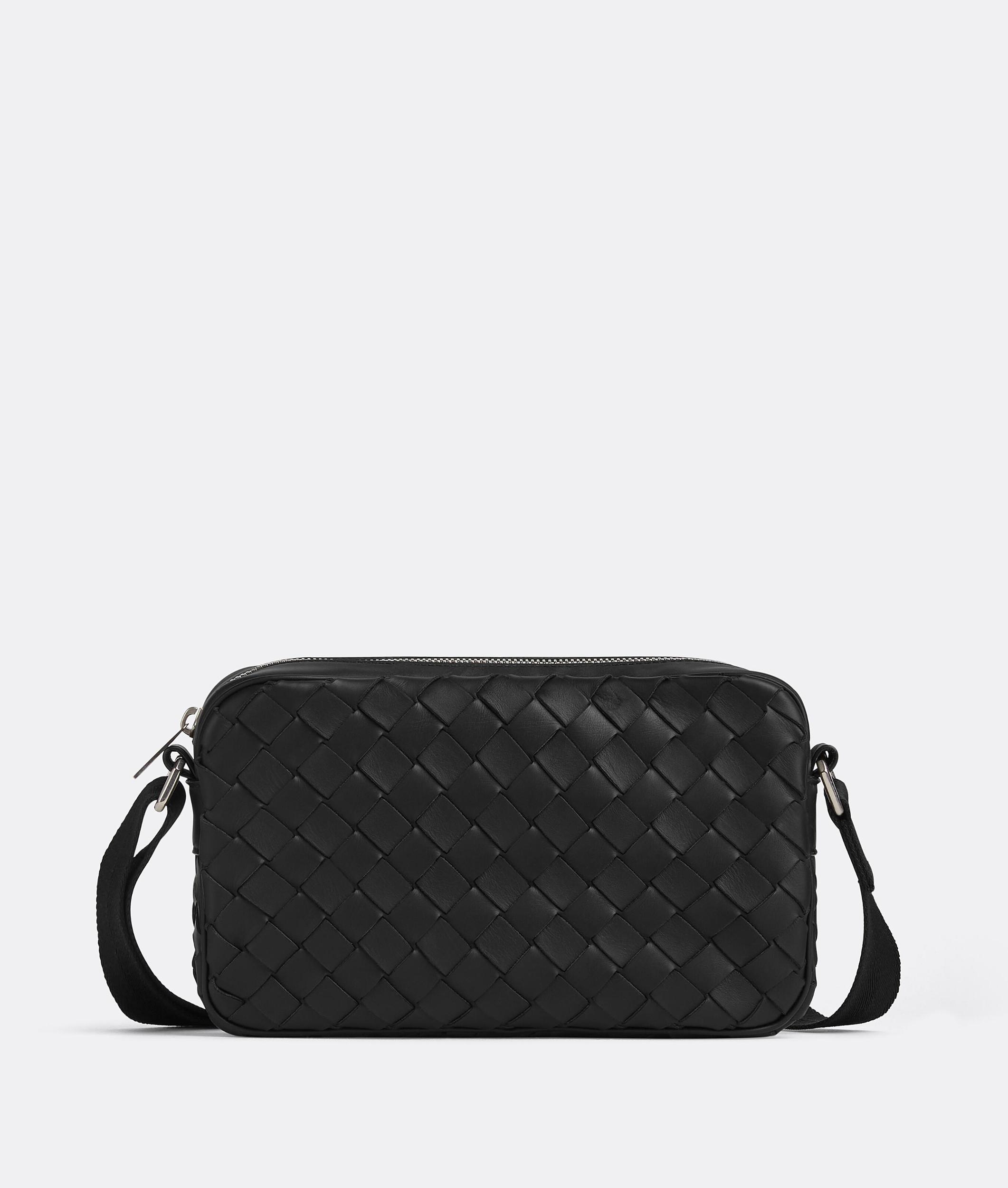 Men's Small Intrecciato Camera Bag in Black Product Image