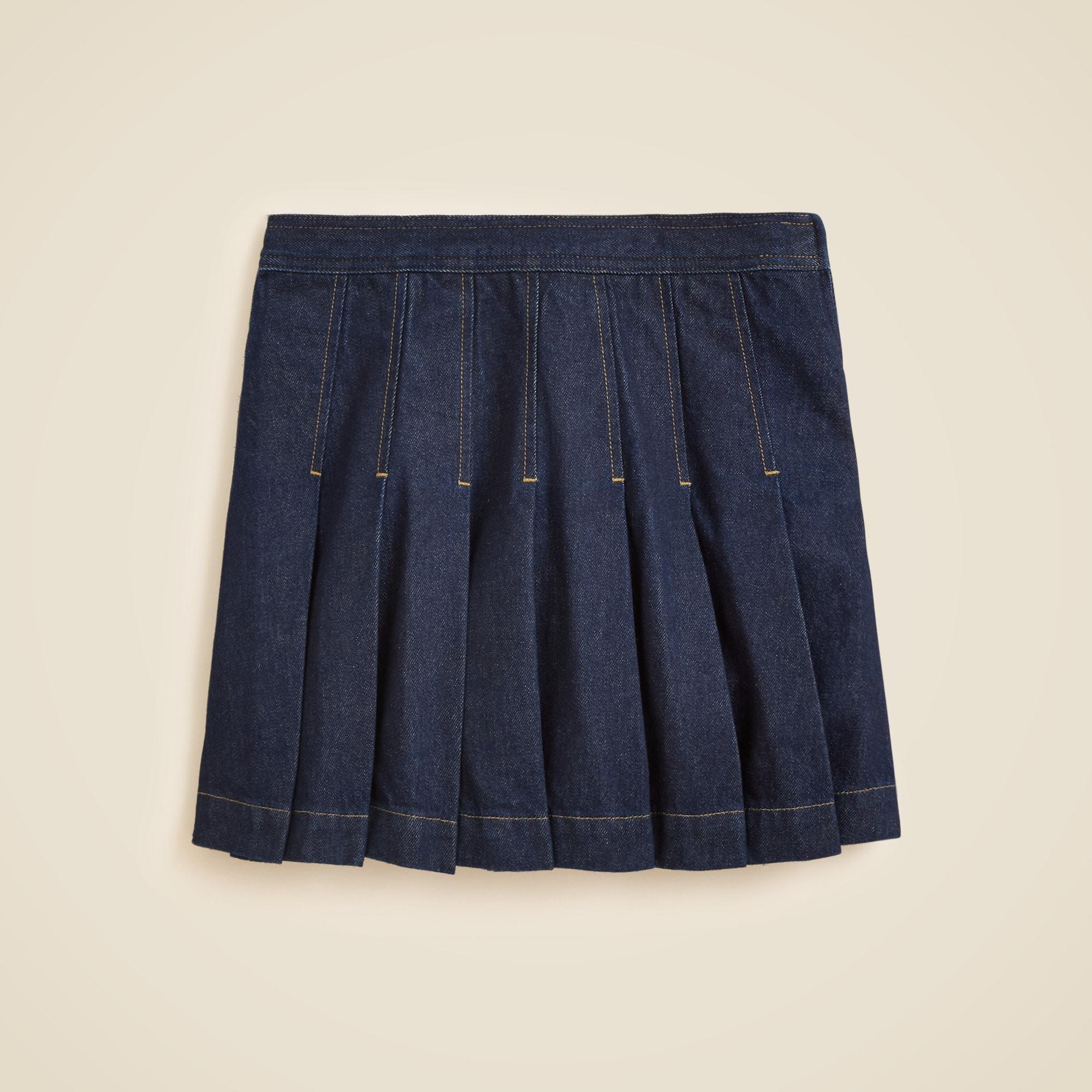 Pleated denim mini skirt Product Image