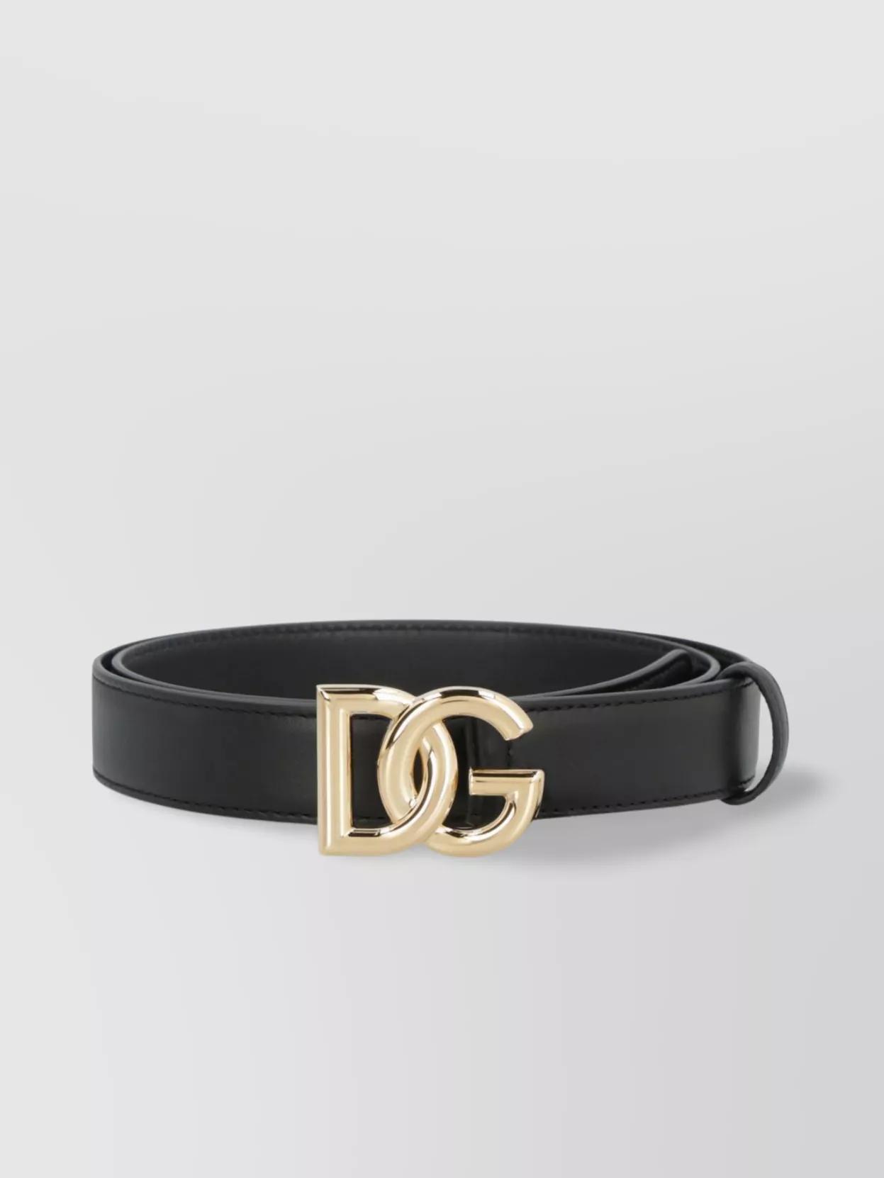 DOLCE & GABBANA Dg Logo Calf Leather Belt In Black Product Image