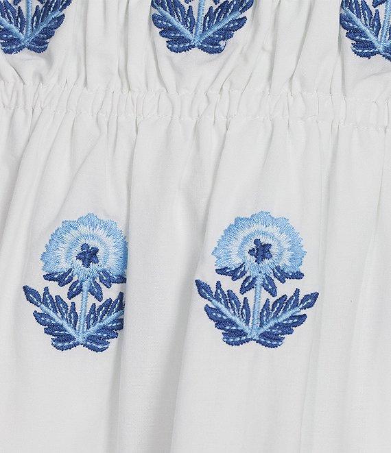 A Loves A Woven Paisley Embroidery Square Neck Spaghetti Strap Smocked Bodice Tiered A-Line Flounce Mini Dress Product Image