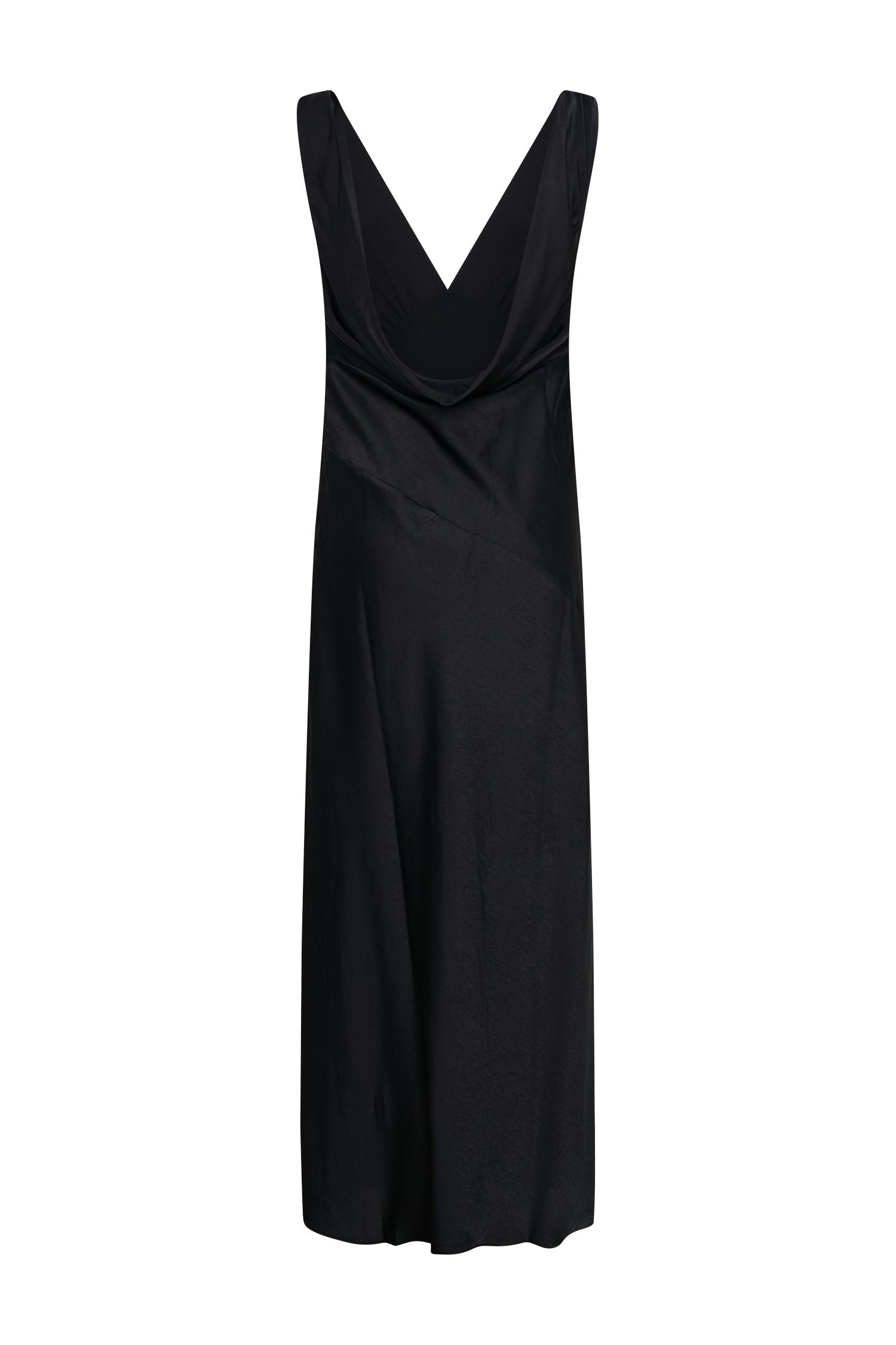 Nadia Maxi Satin Dress With Back Cowl - Black Product Image