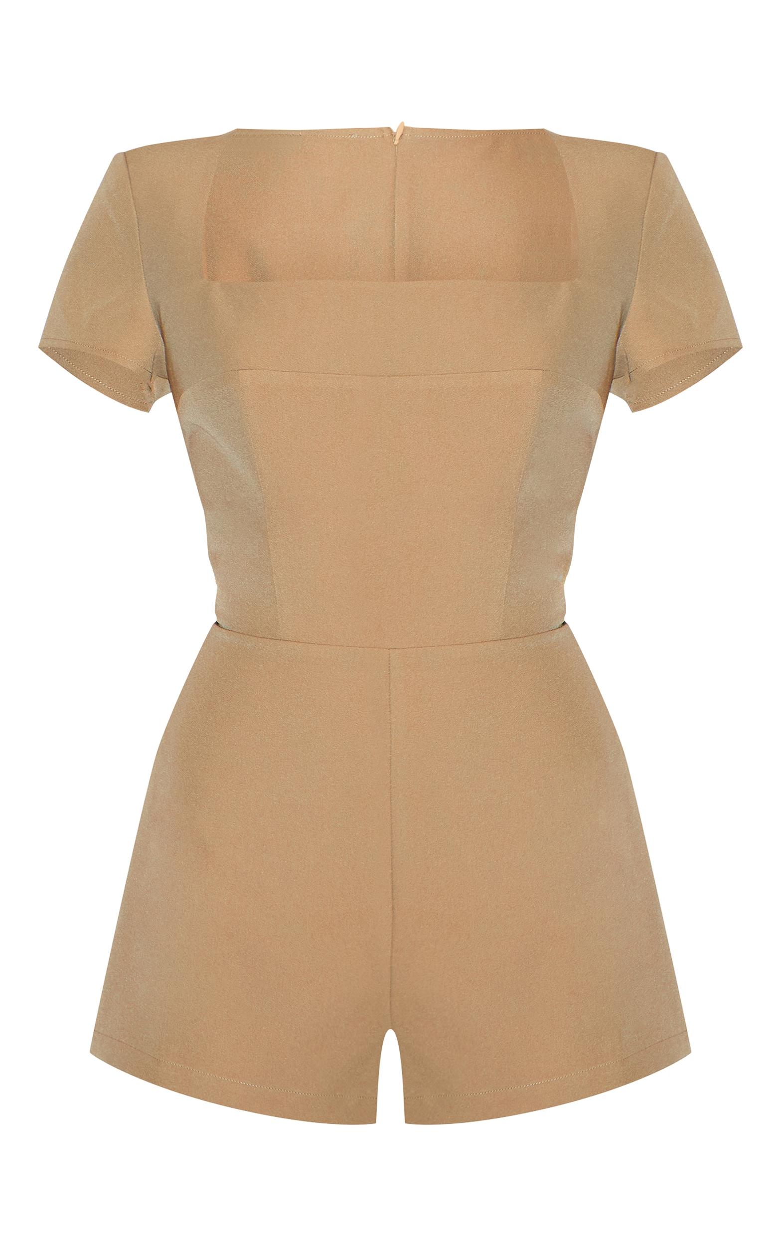 Mushroom Tailored Woven Square Neck Romper Product Image