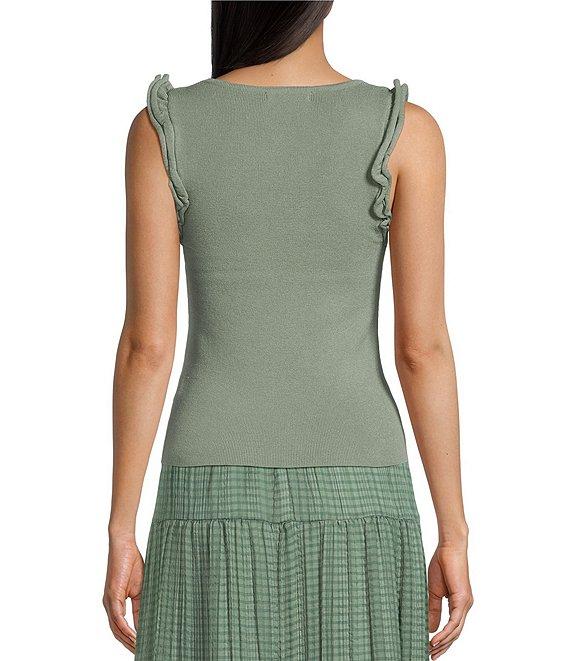 Evolutionary Scoop Neck Flutter Sleeve Knit Top Product Image