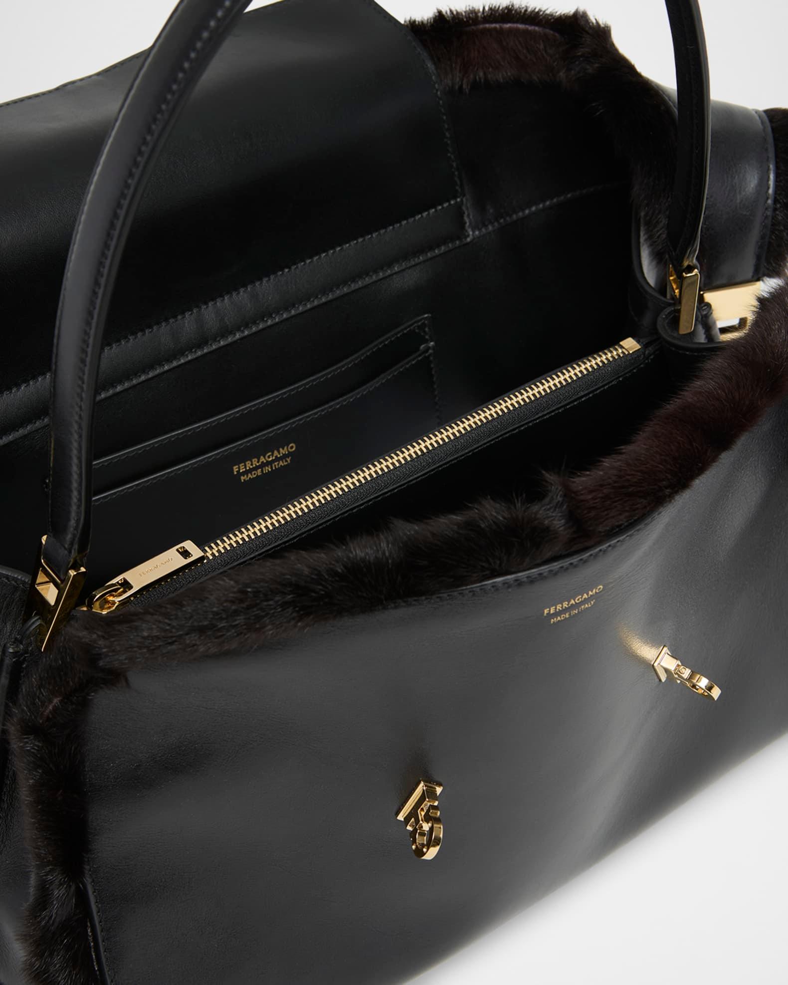 Hug Leather & Shearling Shoulder Bag Product Image