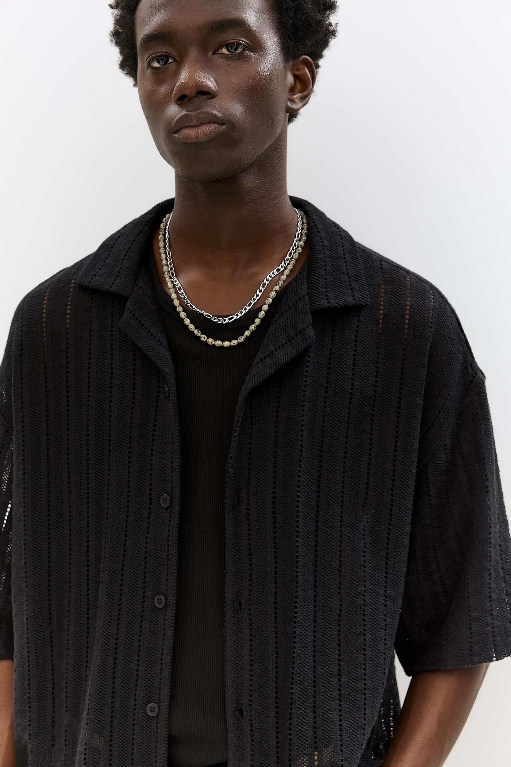 Black textured short sleeve shirt Product Image