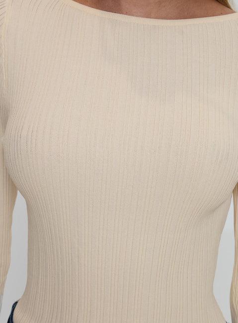 Mayok Long Sleeve Bodysuit Beige Product Image