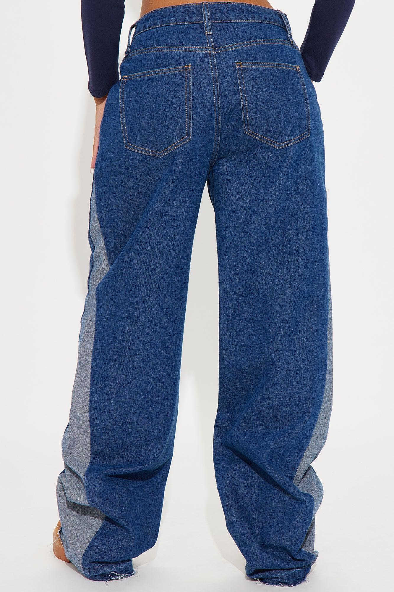 After All This Time Two Tone Baggy Jeans - Medium Wash Product Image