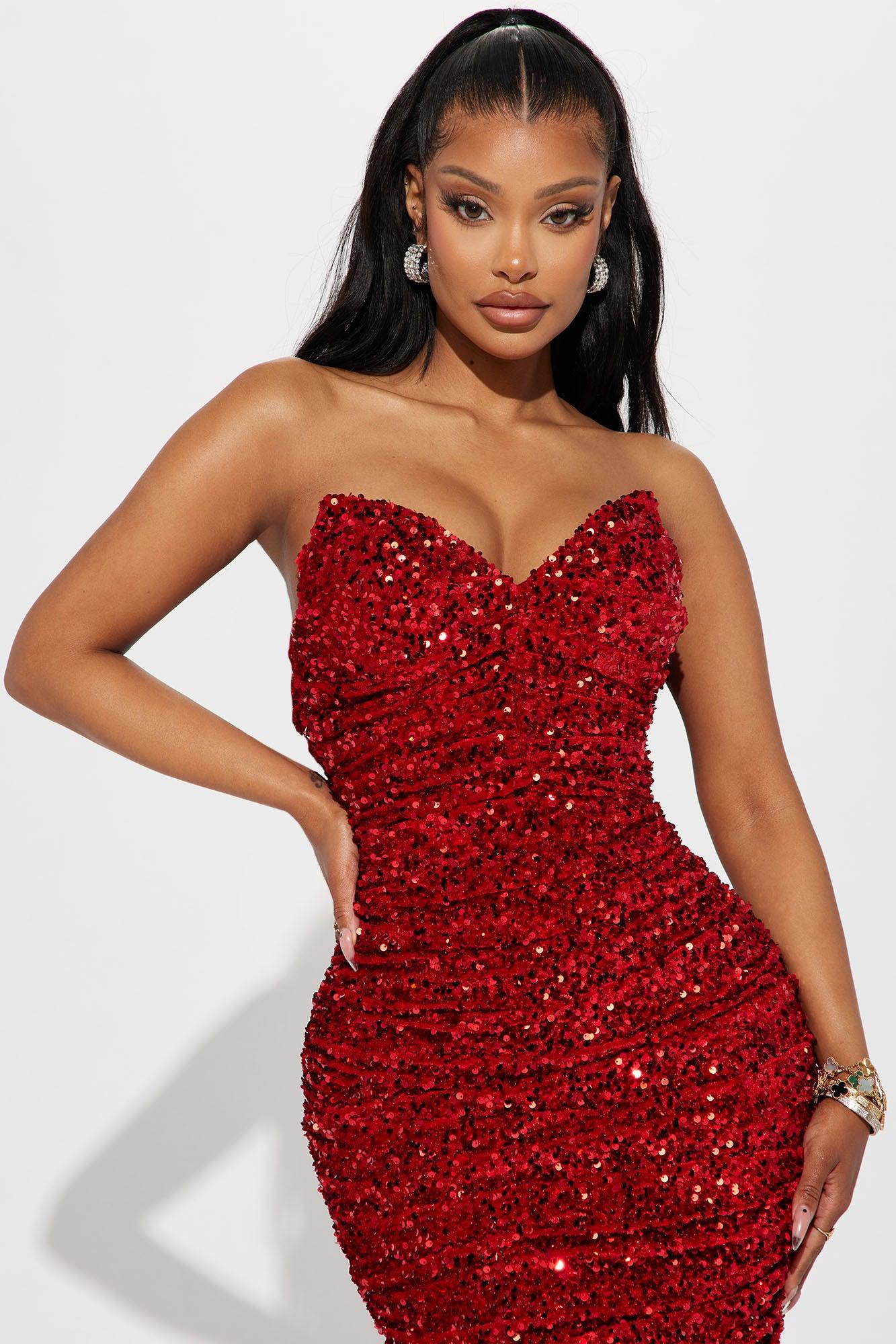 Sahara Sequin Midi Dress - Red Product Image